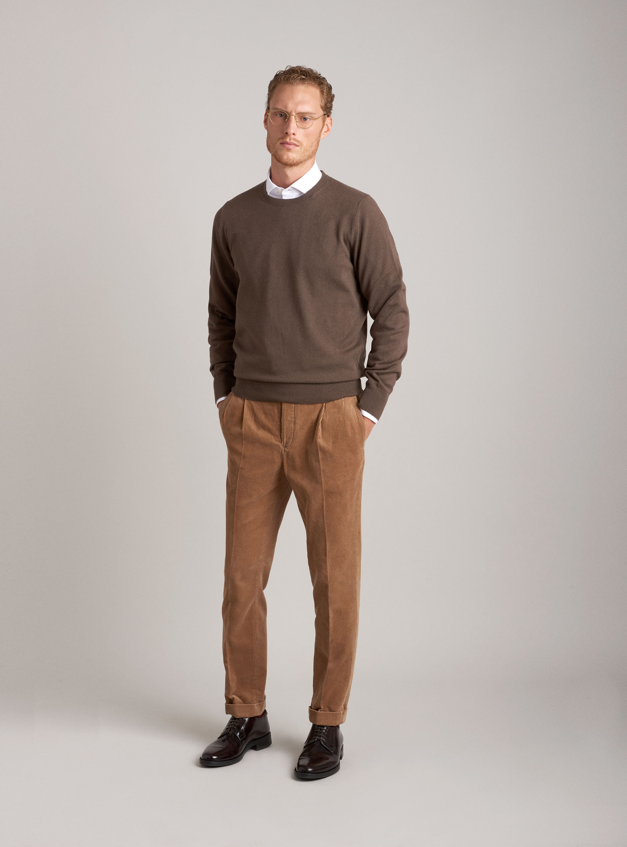 Pantaloni chino in velluto di cotone, SABBIA