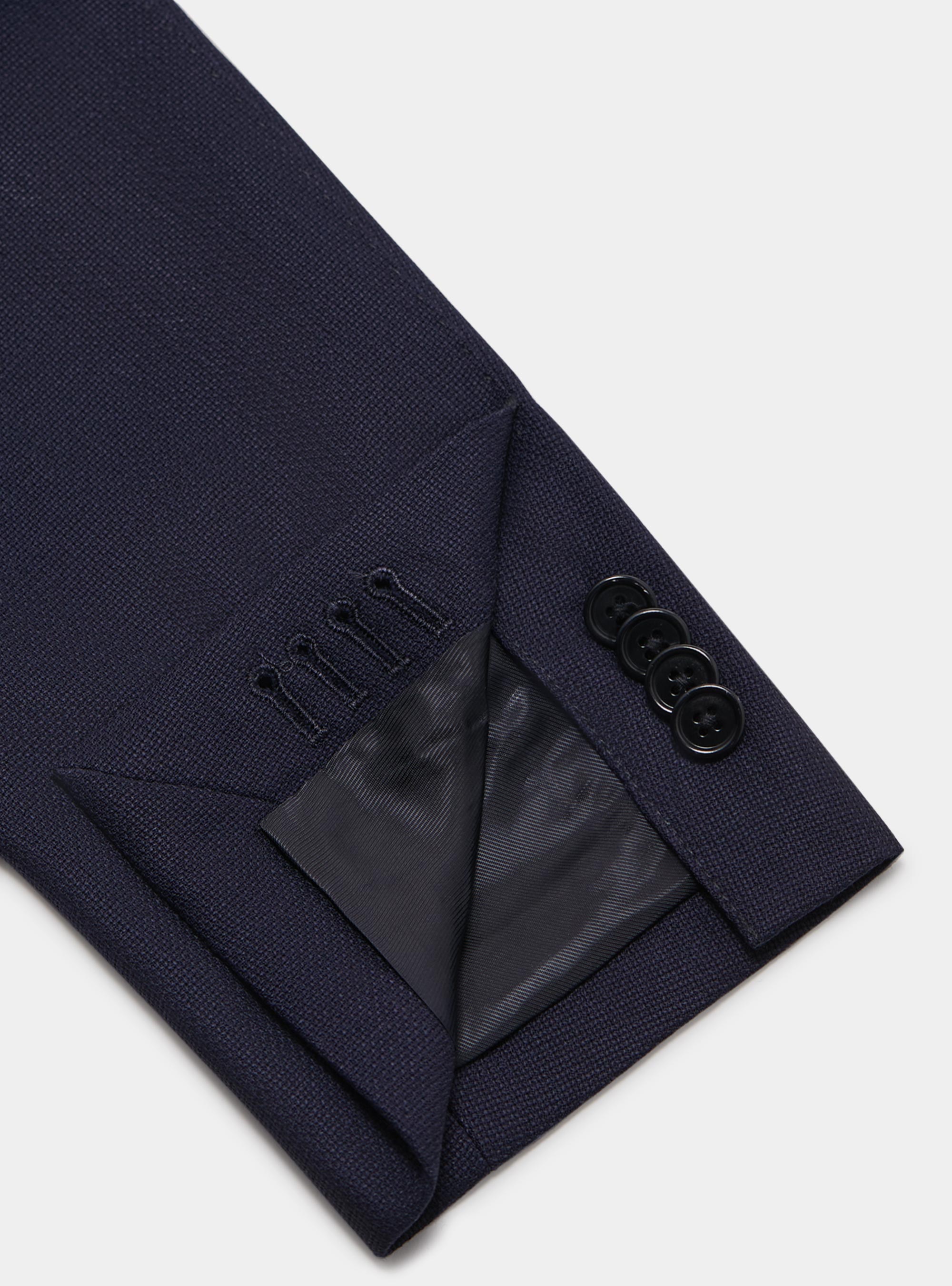 Micro-textured wool blazer, NAVY BLUE