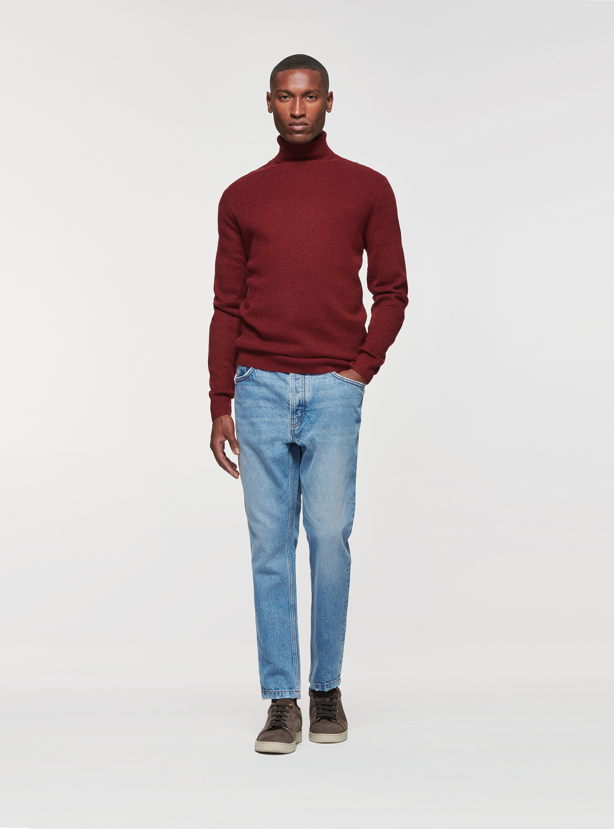 Dolcevita texturizzato in misto lana, BORDEAUX