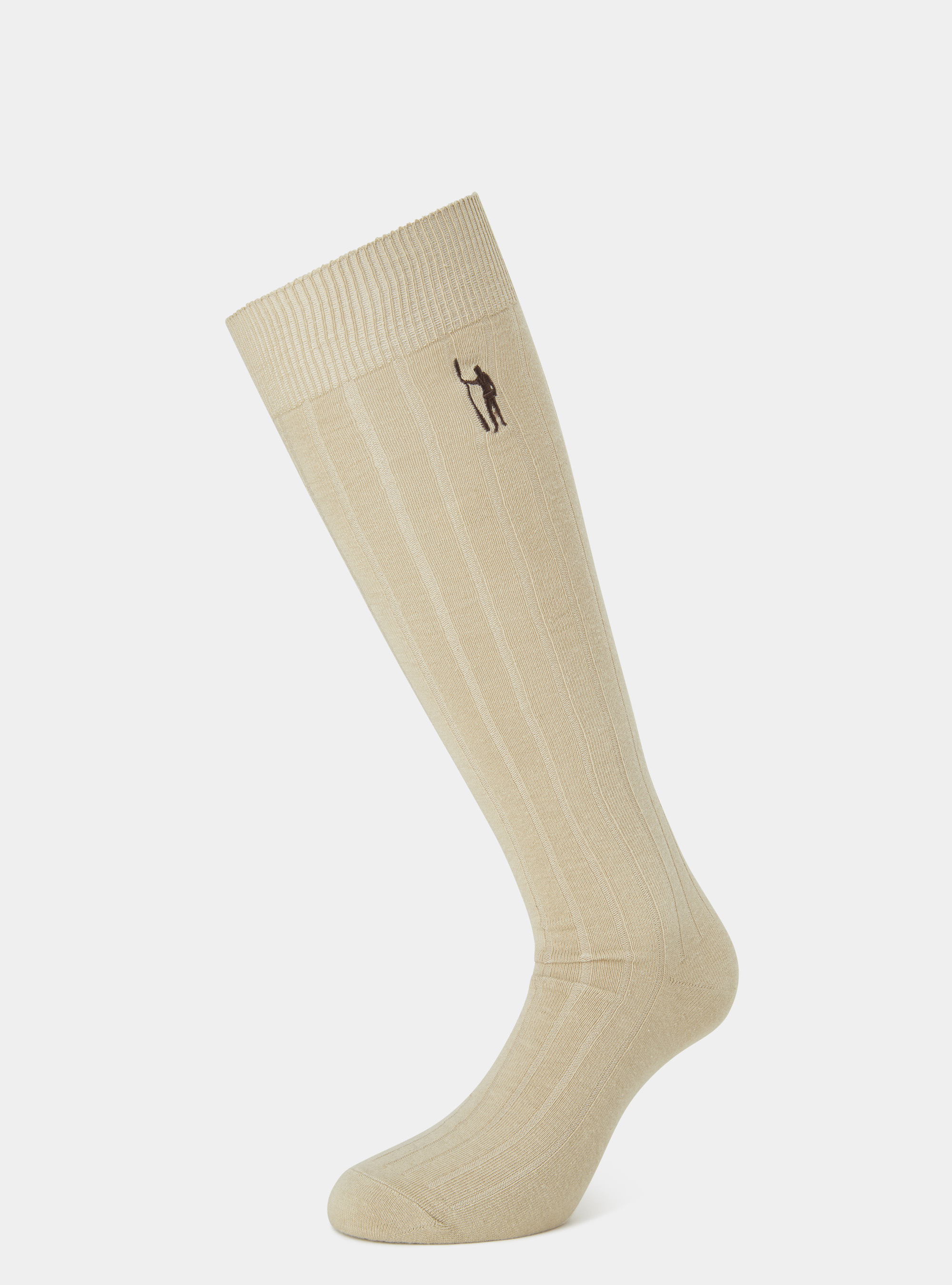 Calze in misto cotone a coste, ECRU