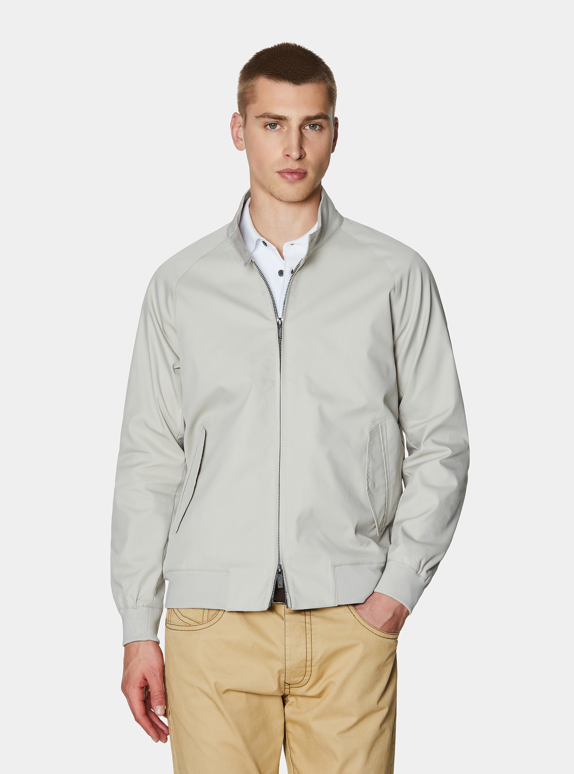 Cazadora bomber en mezcla de algod&oacute;n, CRUDO