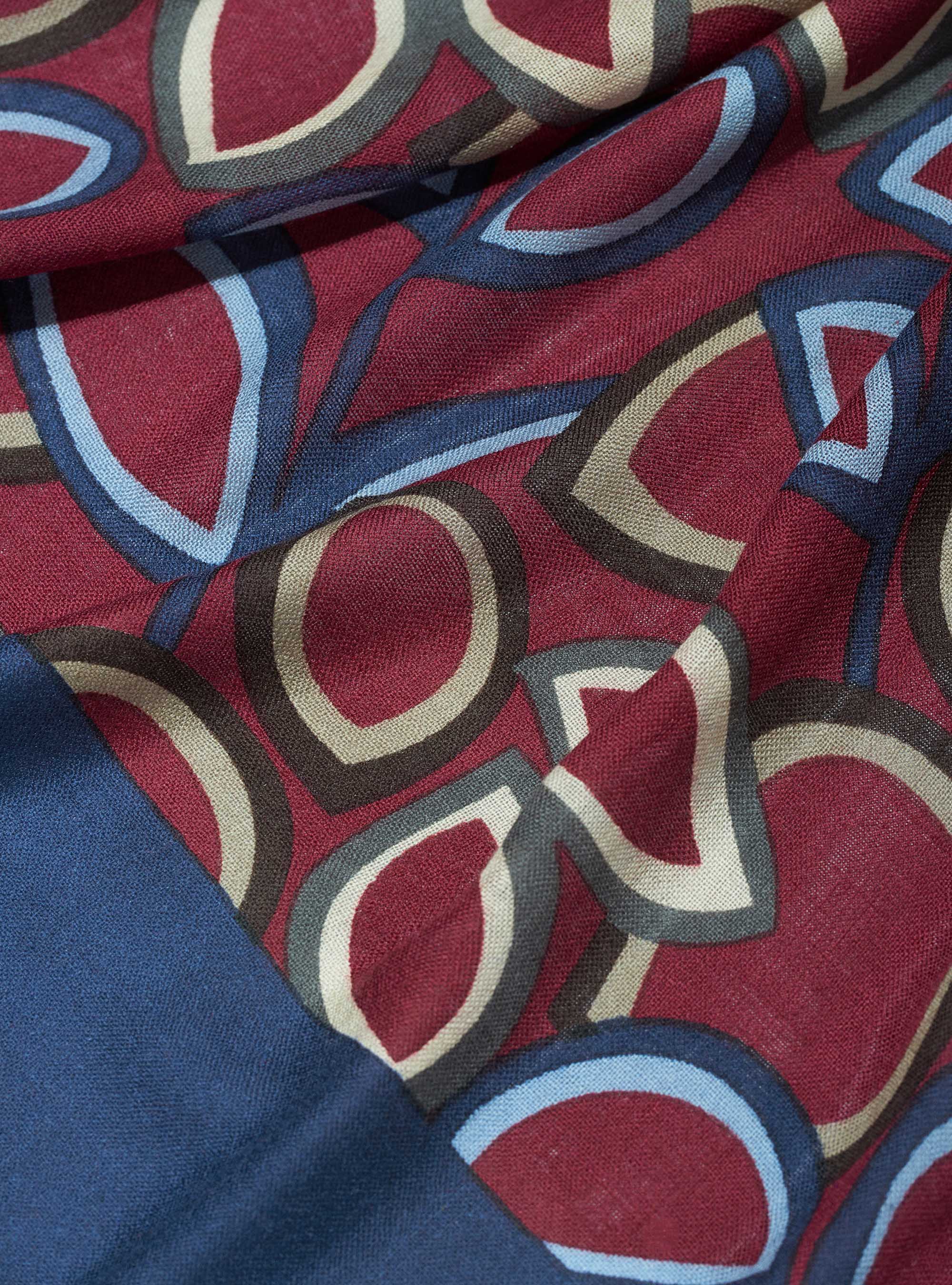 Sciarpa 100% lana con stampa all over, BORDEAUX