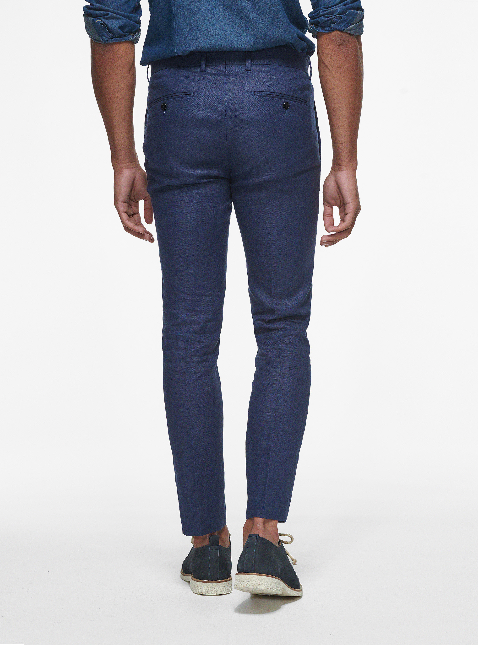 Pantaloni in puro lino, BLU