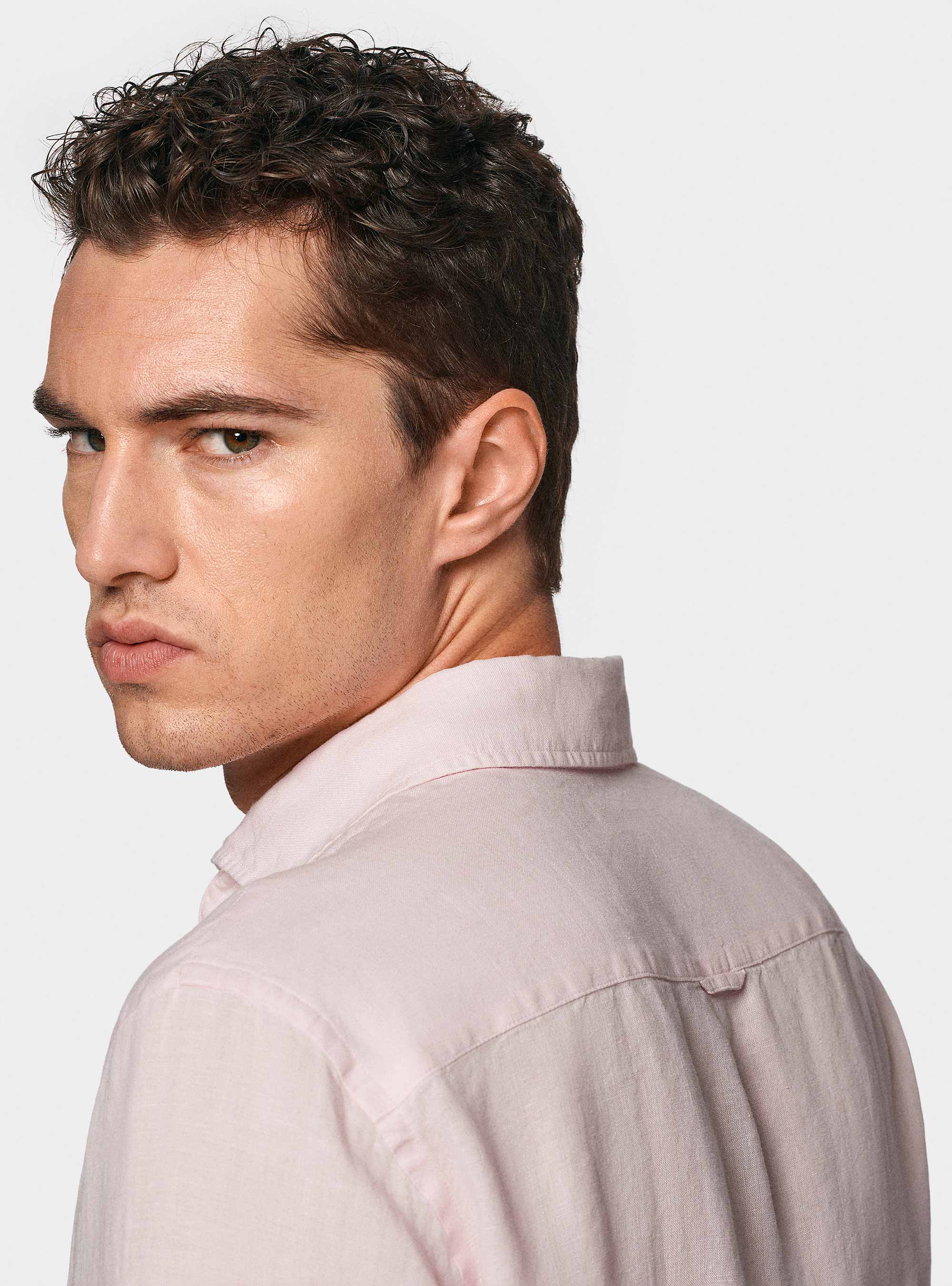 Camicia in puro lino, ROSA