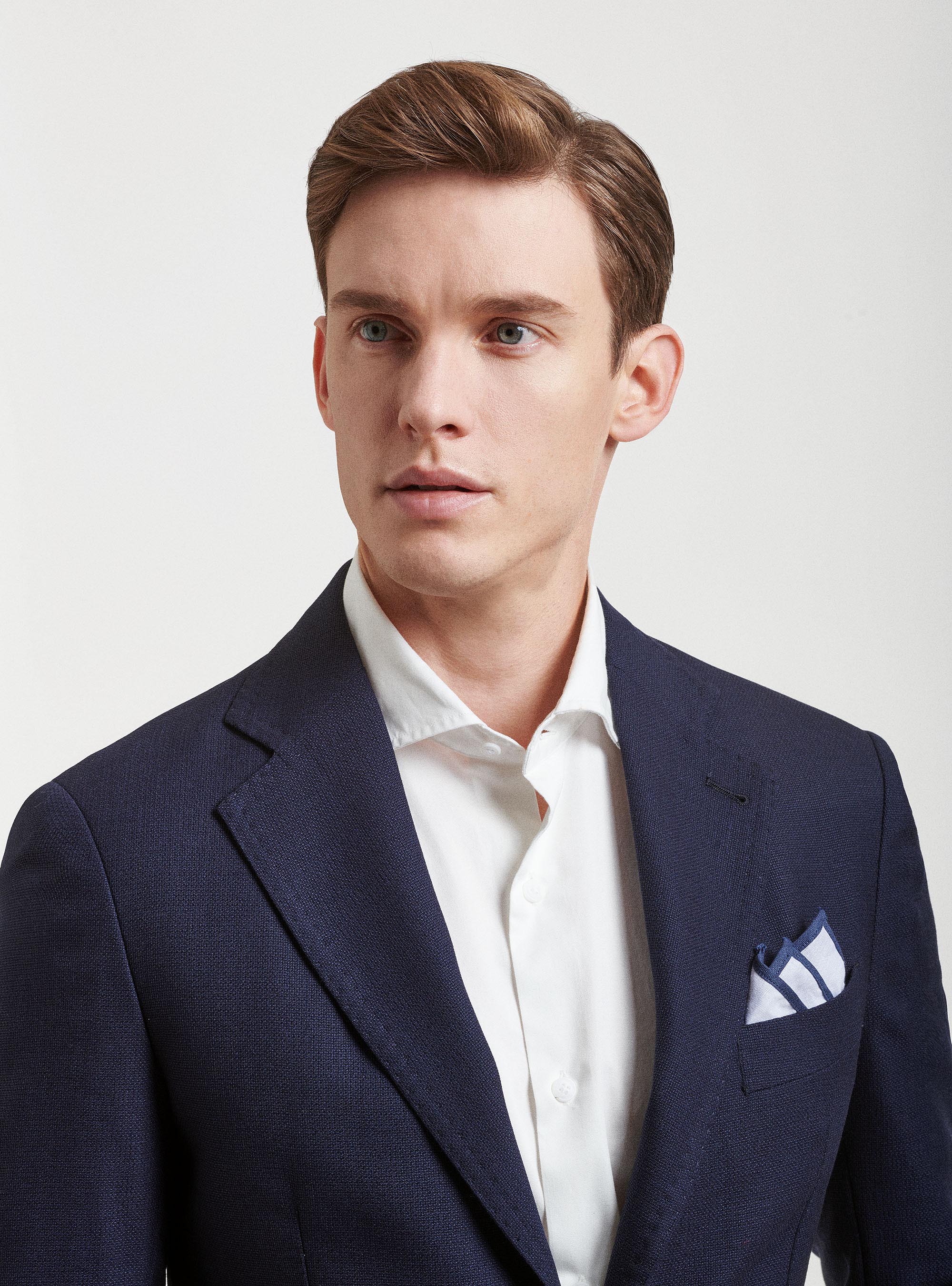 Giacca in pura lana hopsack, BLU NAVY