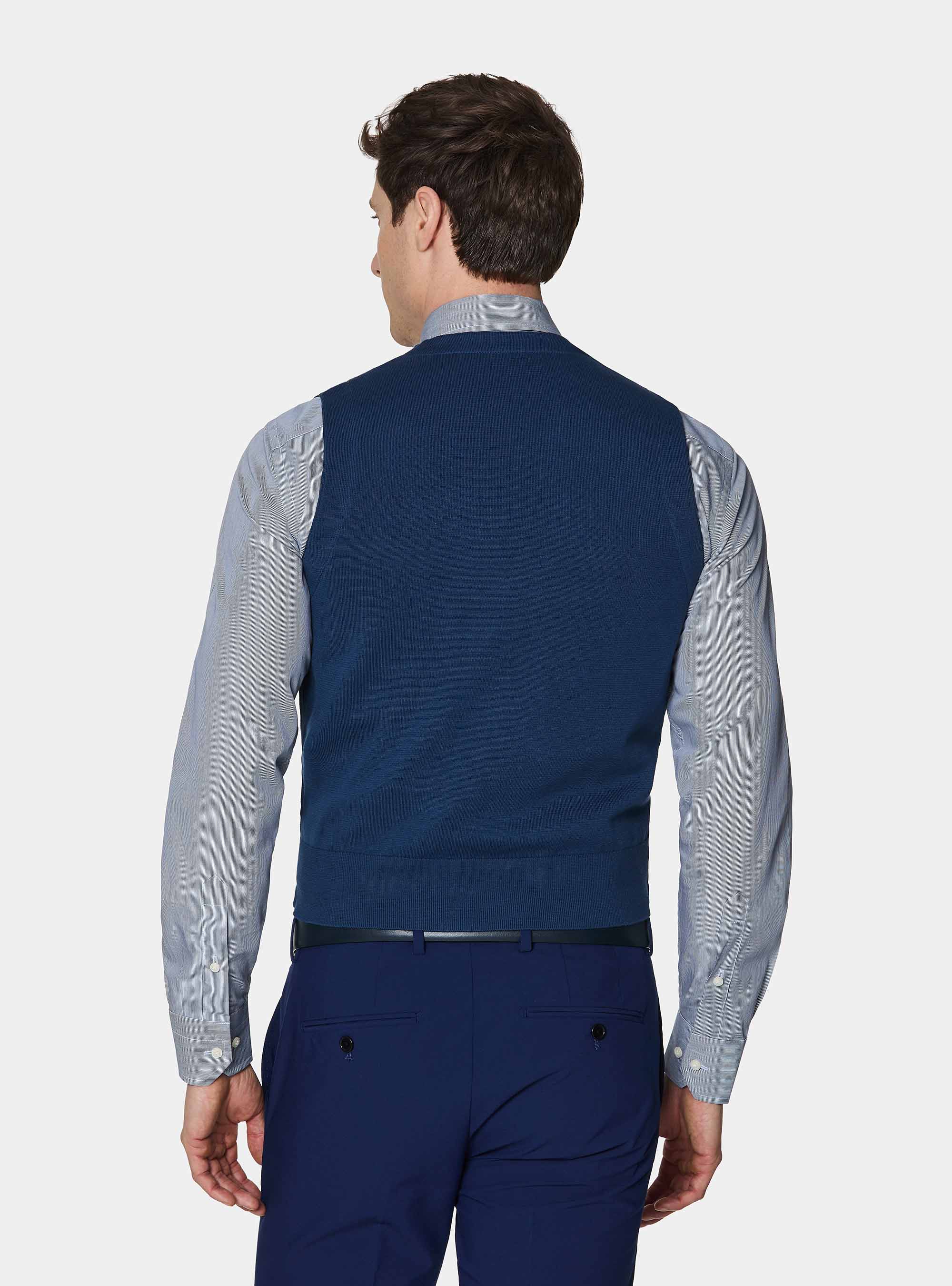 Gilet doppiopetto in maglia di cotone, INCHIOSTRO