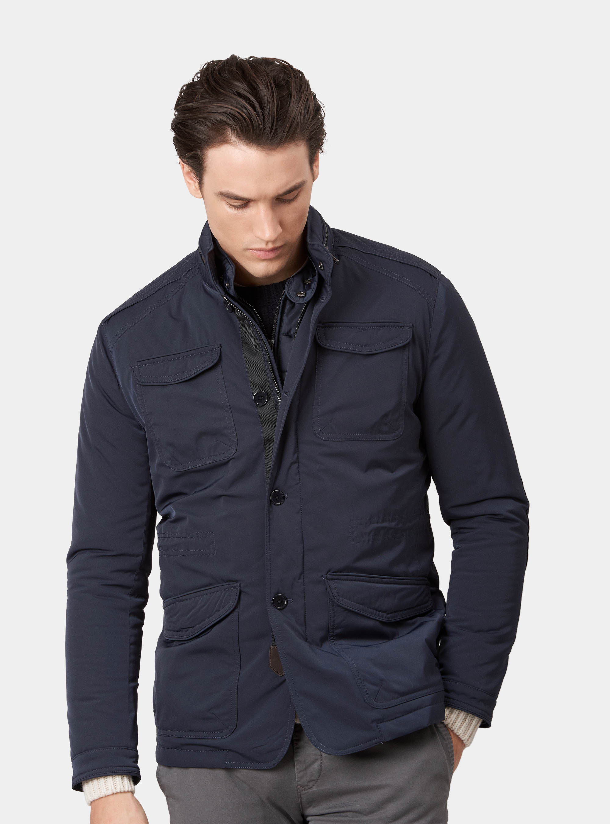 Field jacket con toppa e pettorina removibile, BLU NAVY