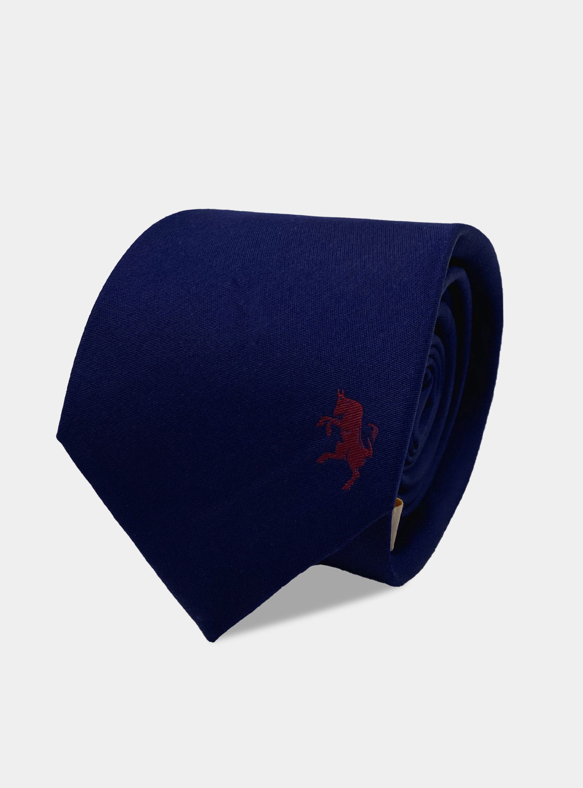 Pure silk tie with bull embroidery, NAVY BLUE