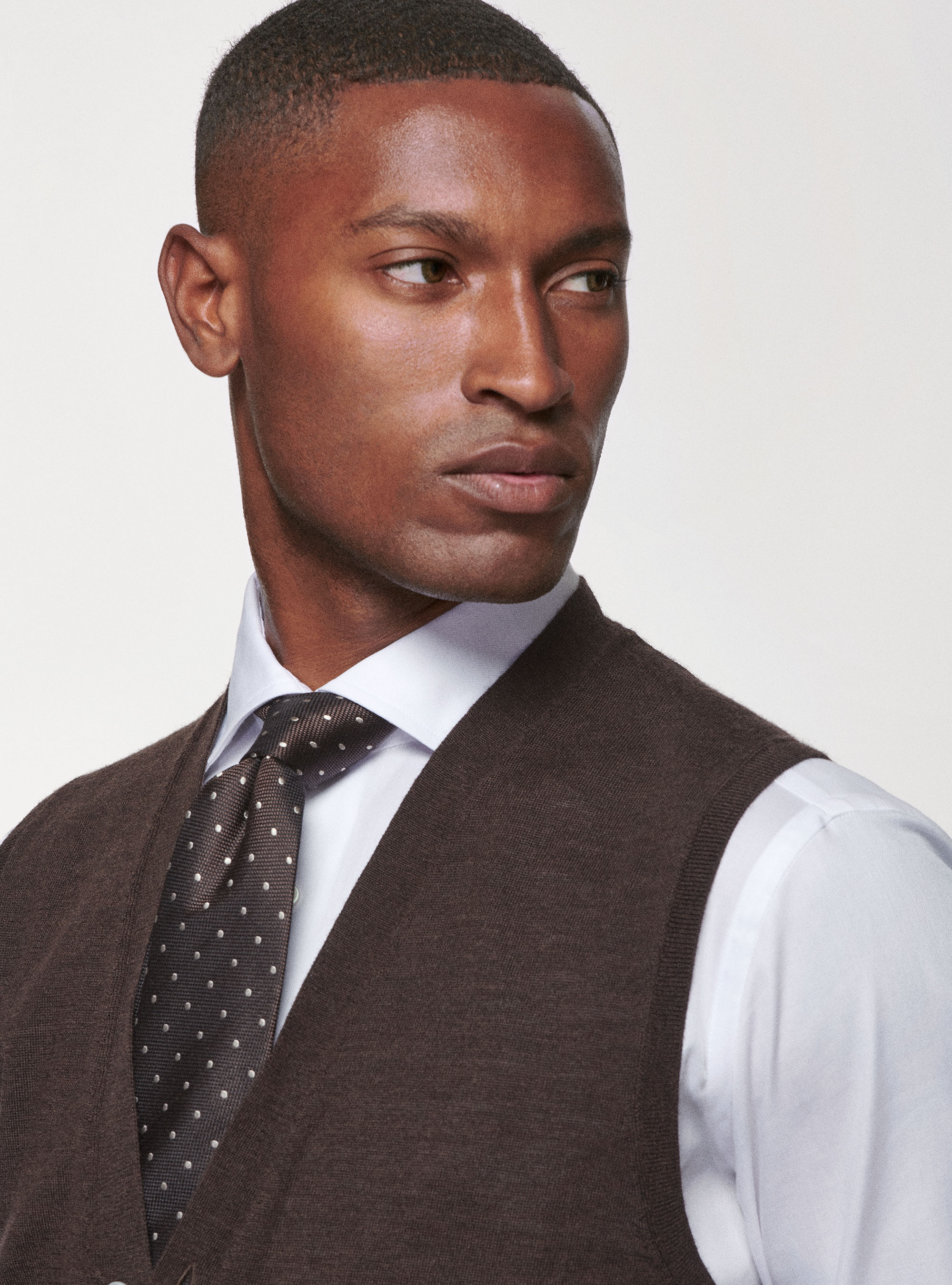 Gilet in maglia in pura lana merino, MARRONE