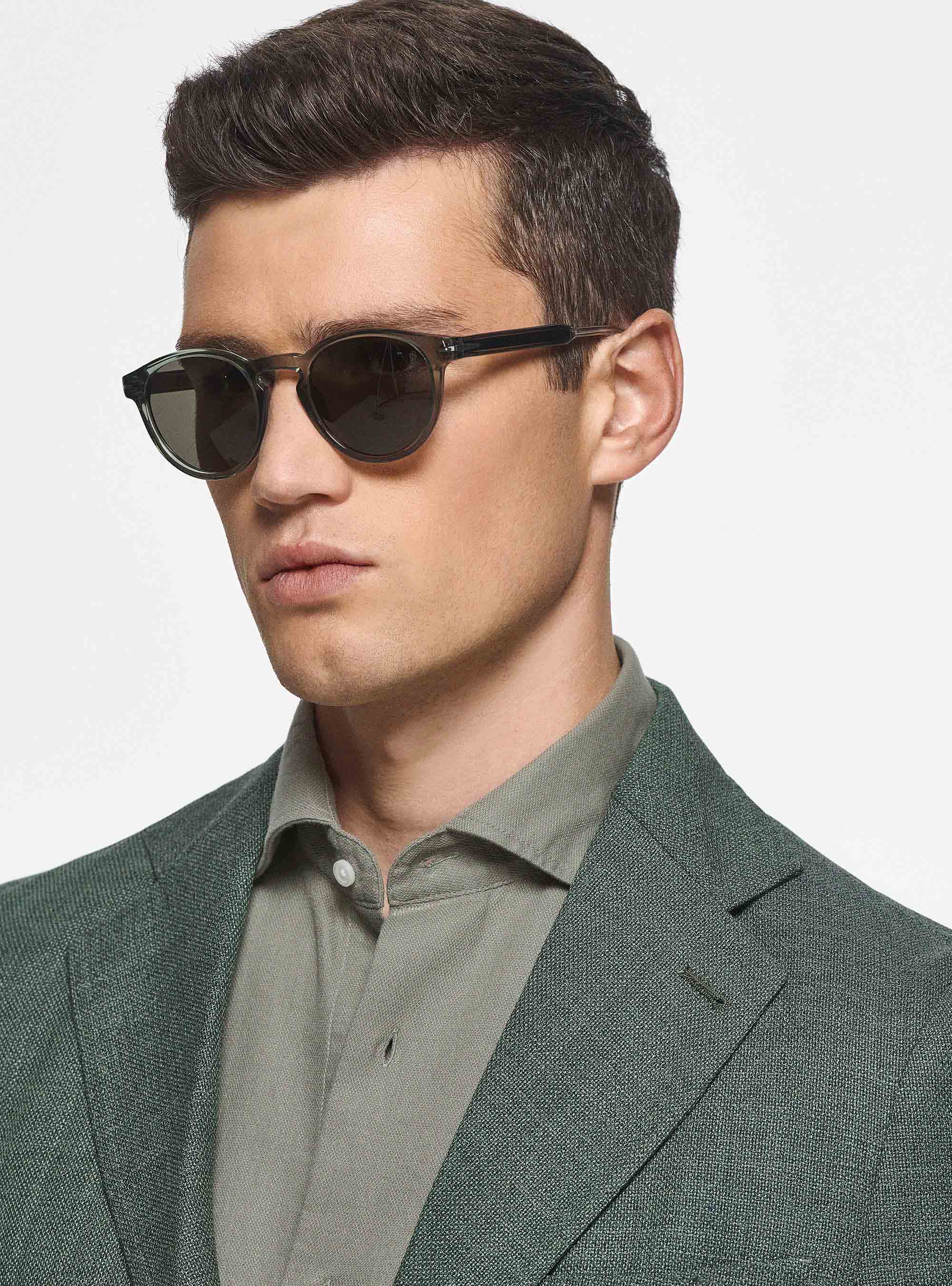 Micro-textured wool blazer, GREEN