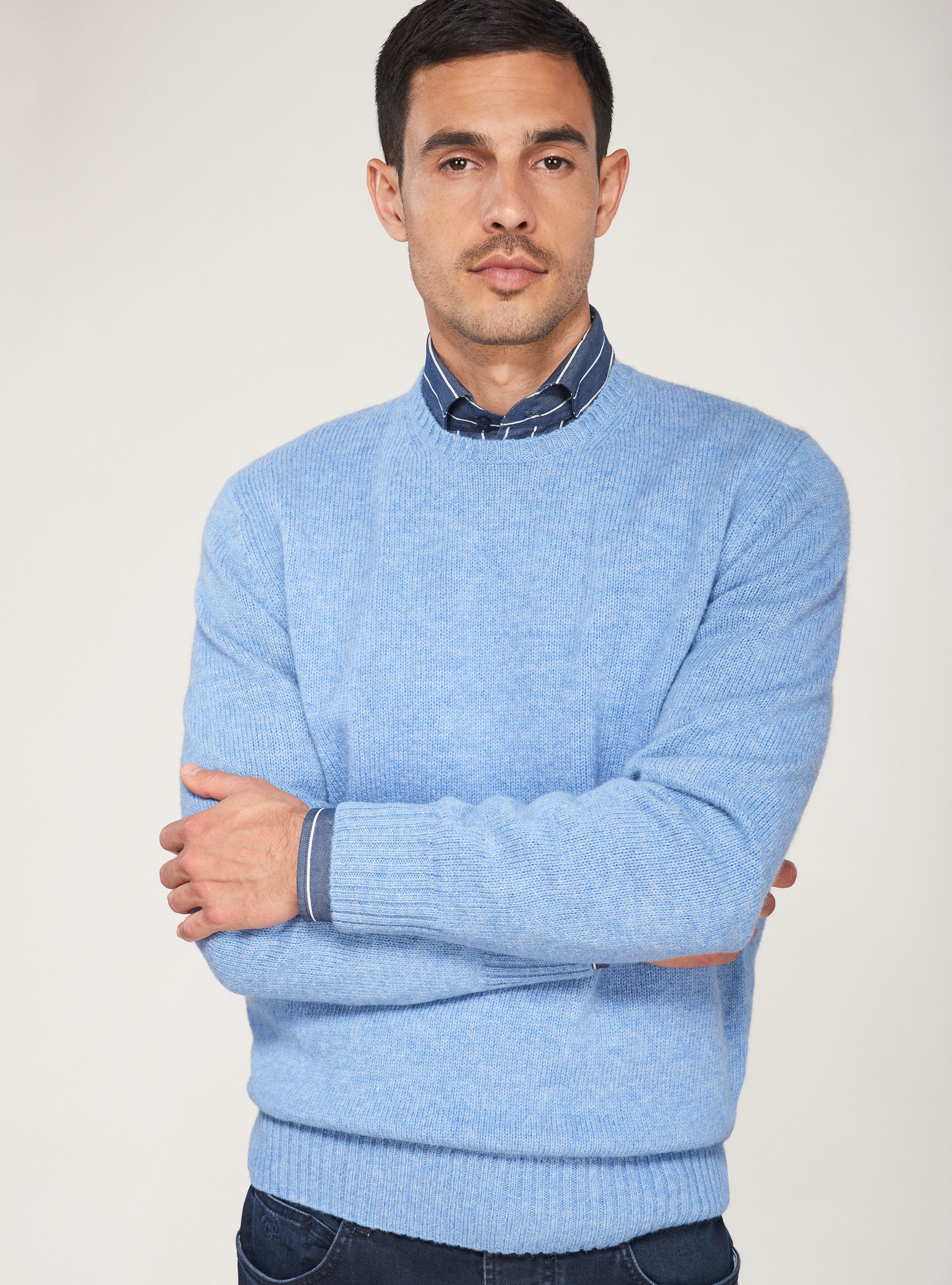 sky blue high neck sweater