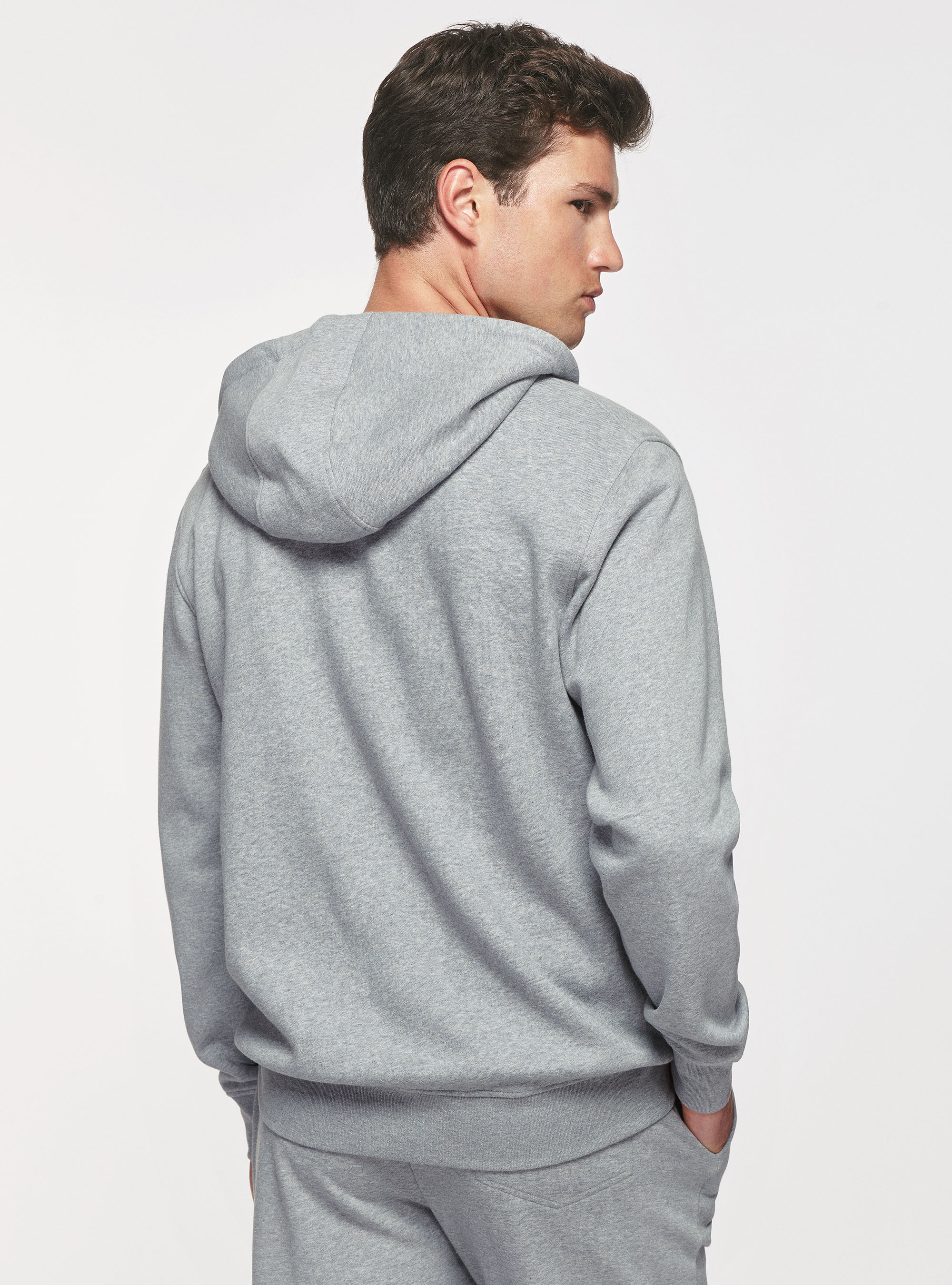 Cardigan in felpa con cappuccio, GRIGIO CHIARO MELANGE