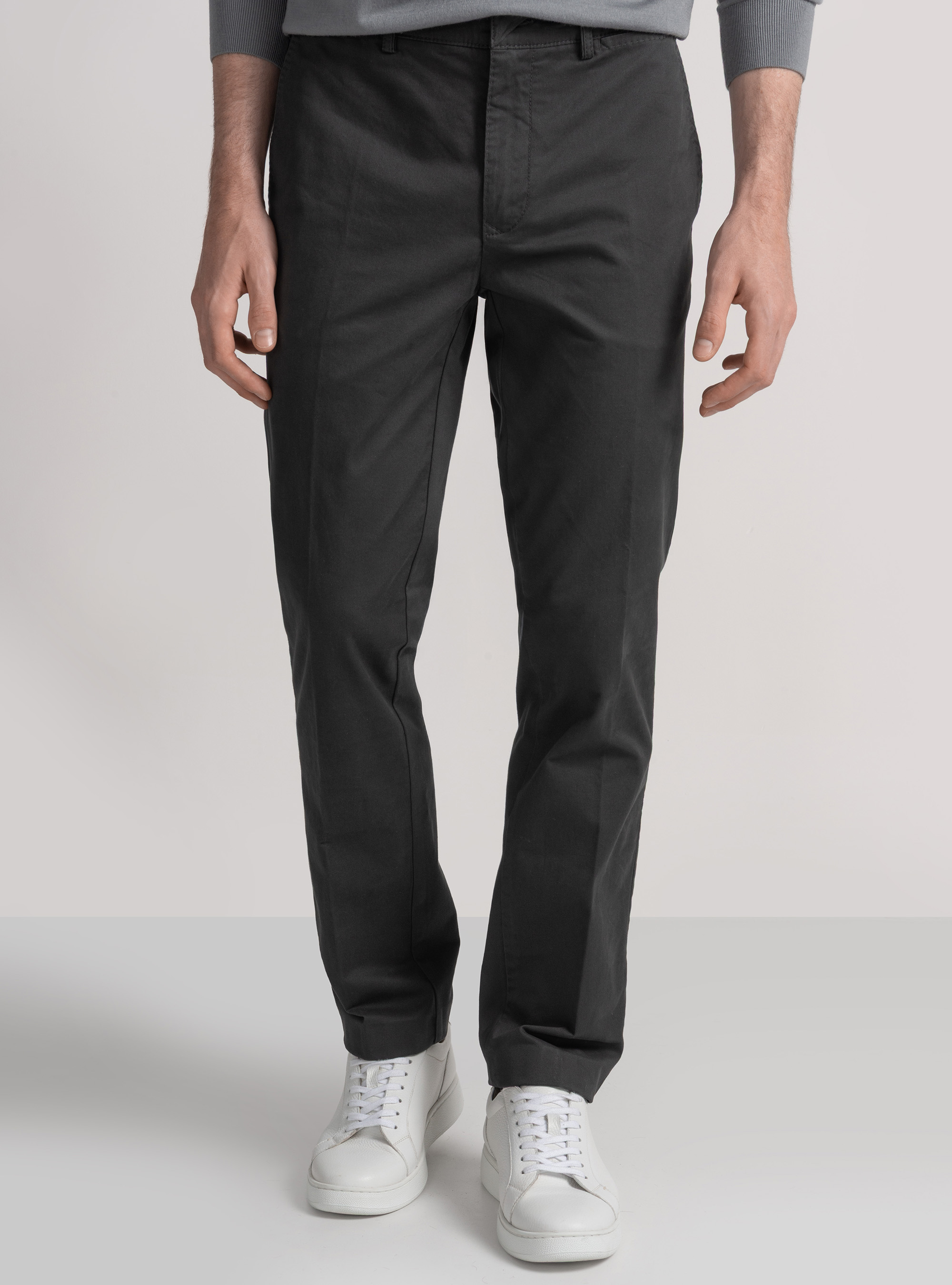 Pantalón chino slim fit de sarga elástica, GRIS MARENGO