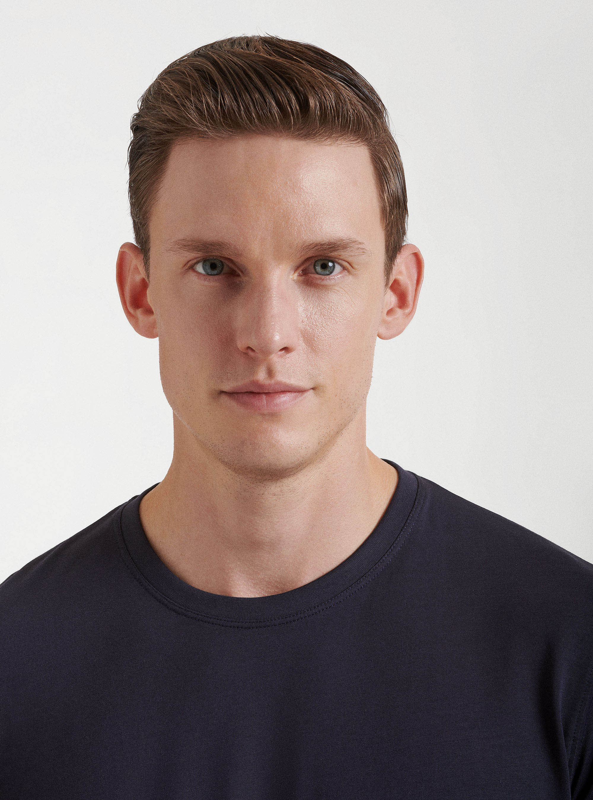T-shirt girocollo in cotone supima, BLU NAVY