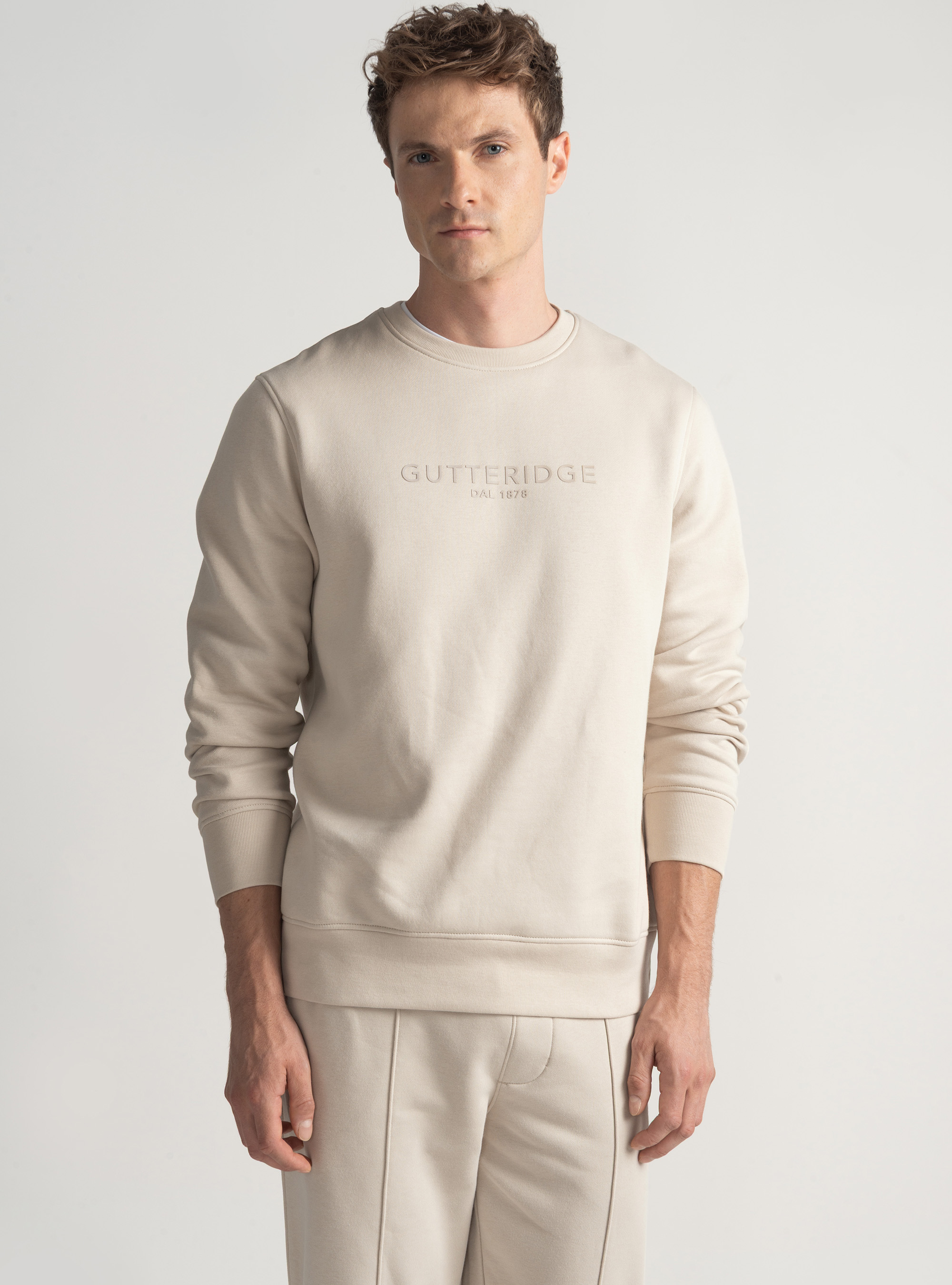 Sudadera de cuello redondo con logotipo, CRUDO