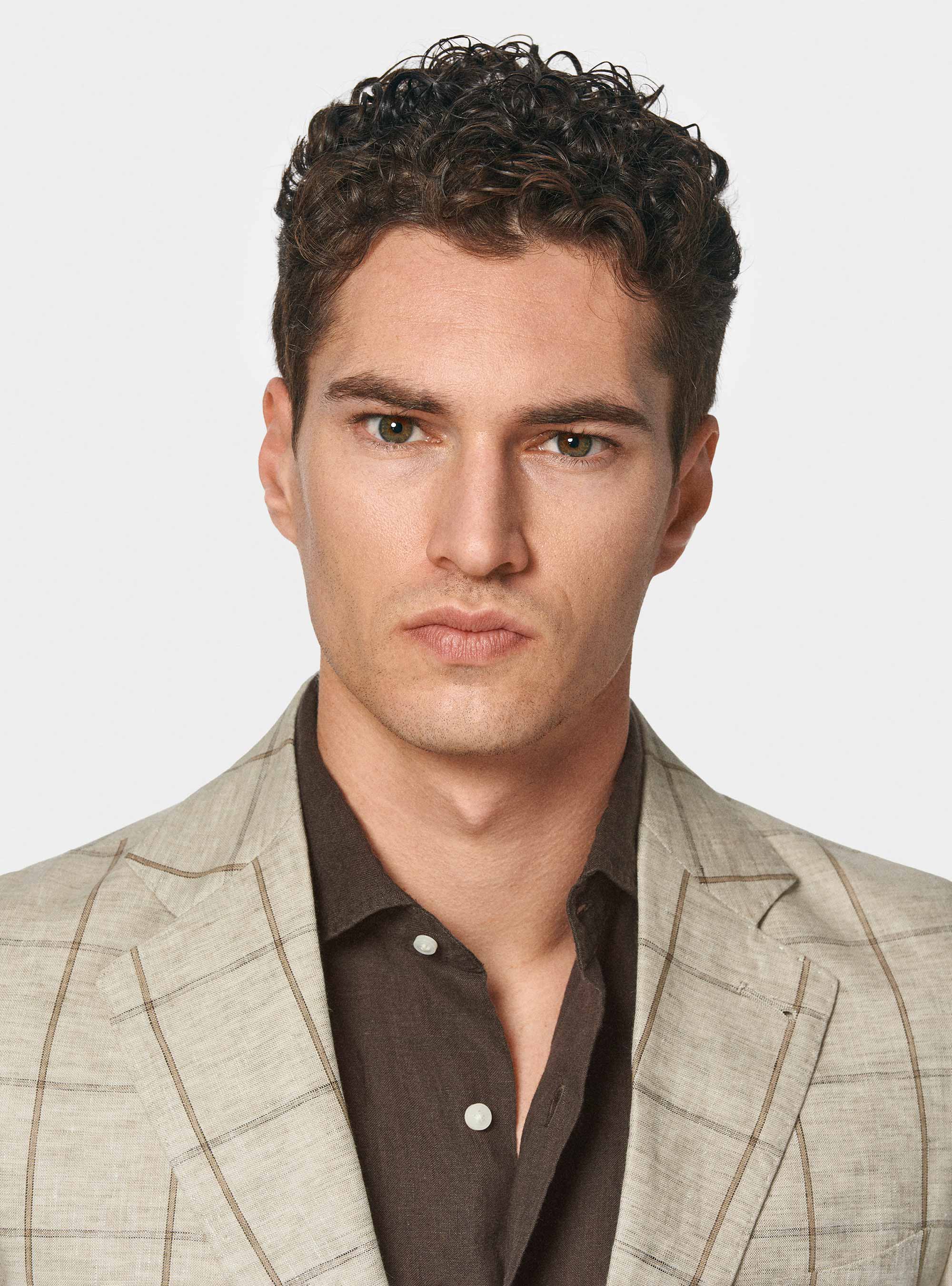 Giacca fantasia in lino delavè, SABBIA