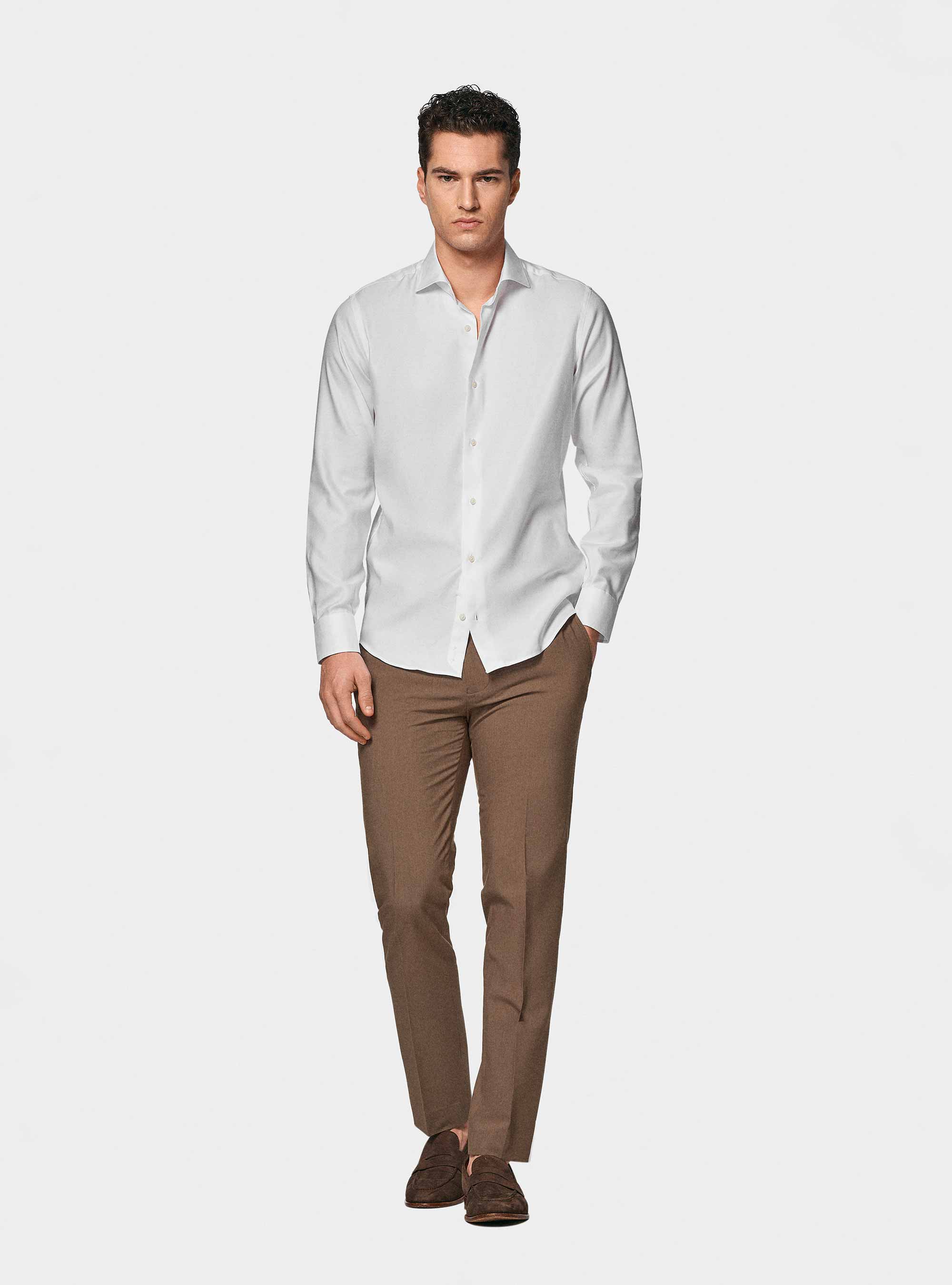 Cotton oxford shirt, WHITE