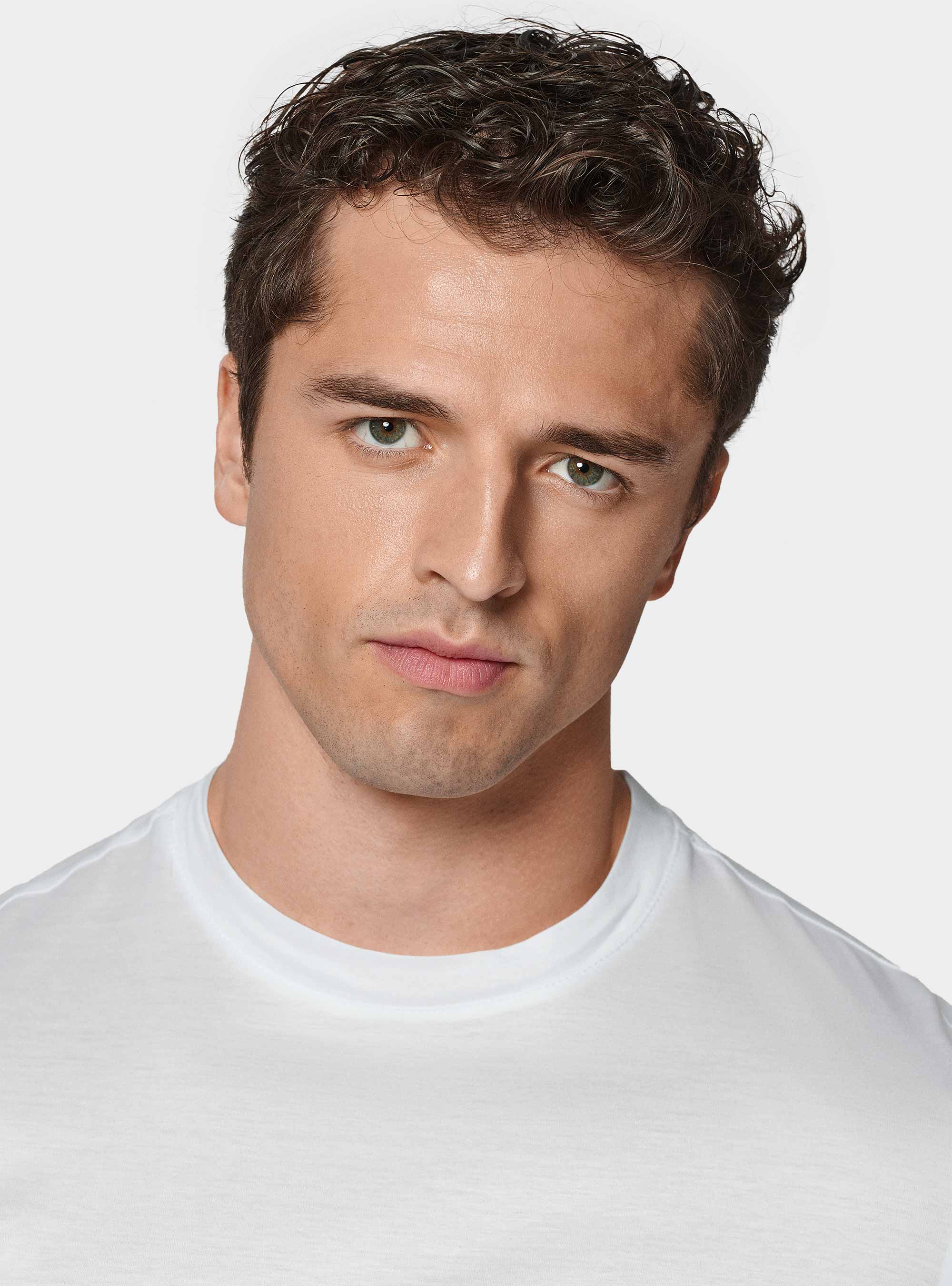 Camiseta de media manga de hilo Lisle, BLANCO