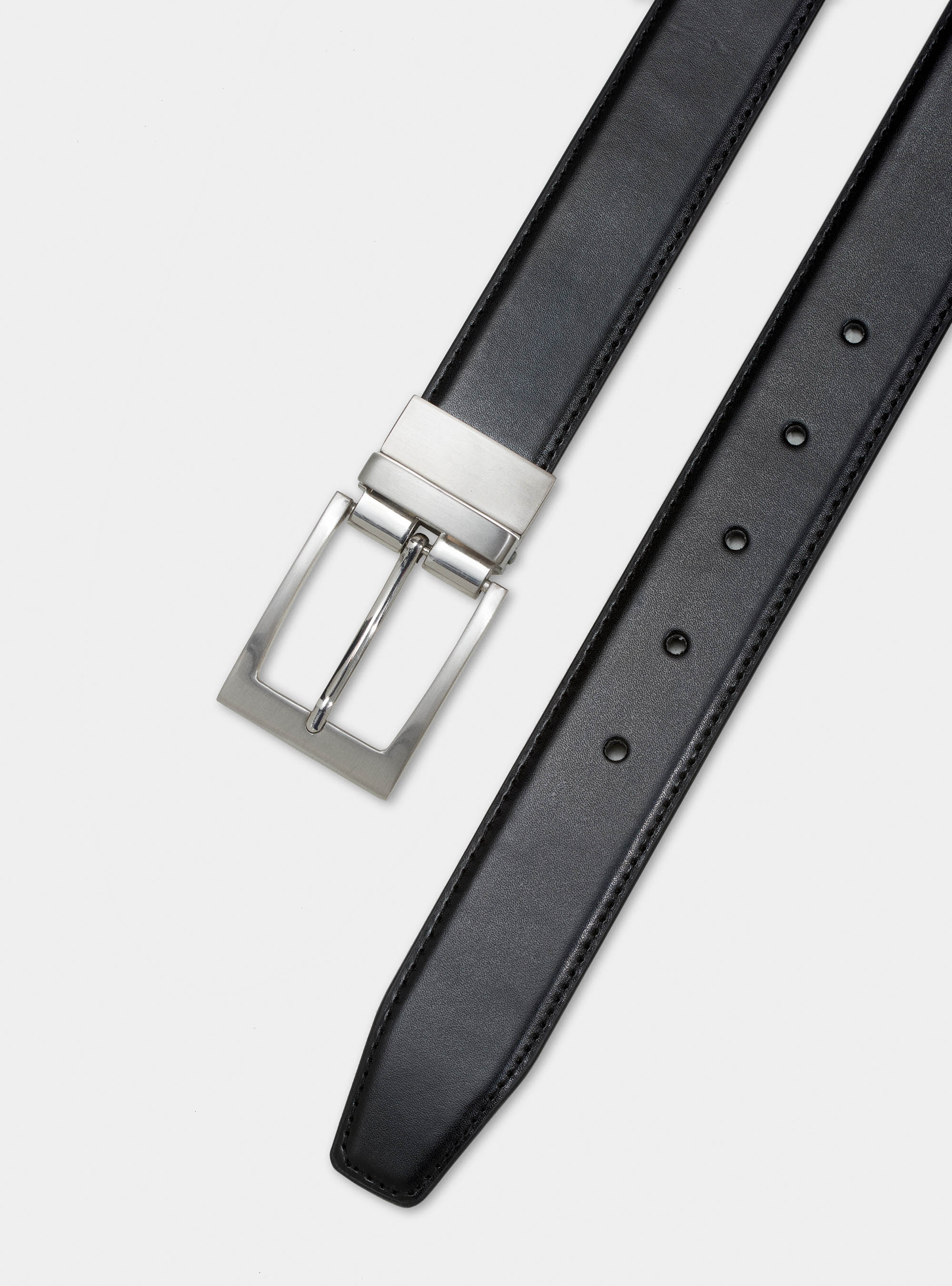 Cintura reversibile in pelle, NERO