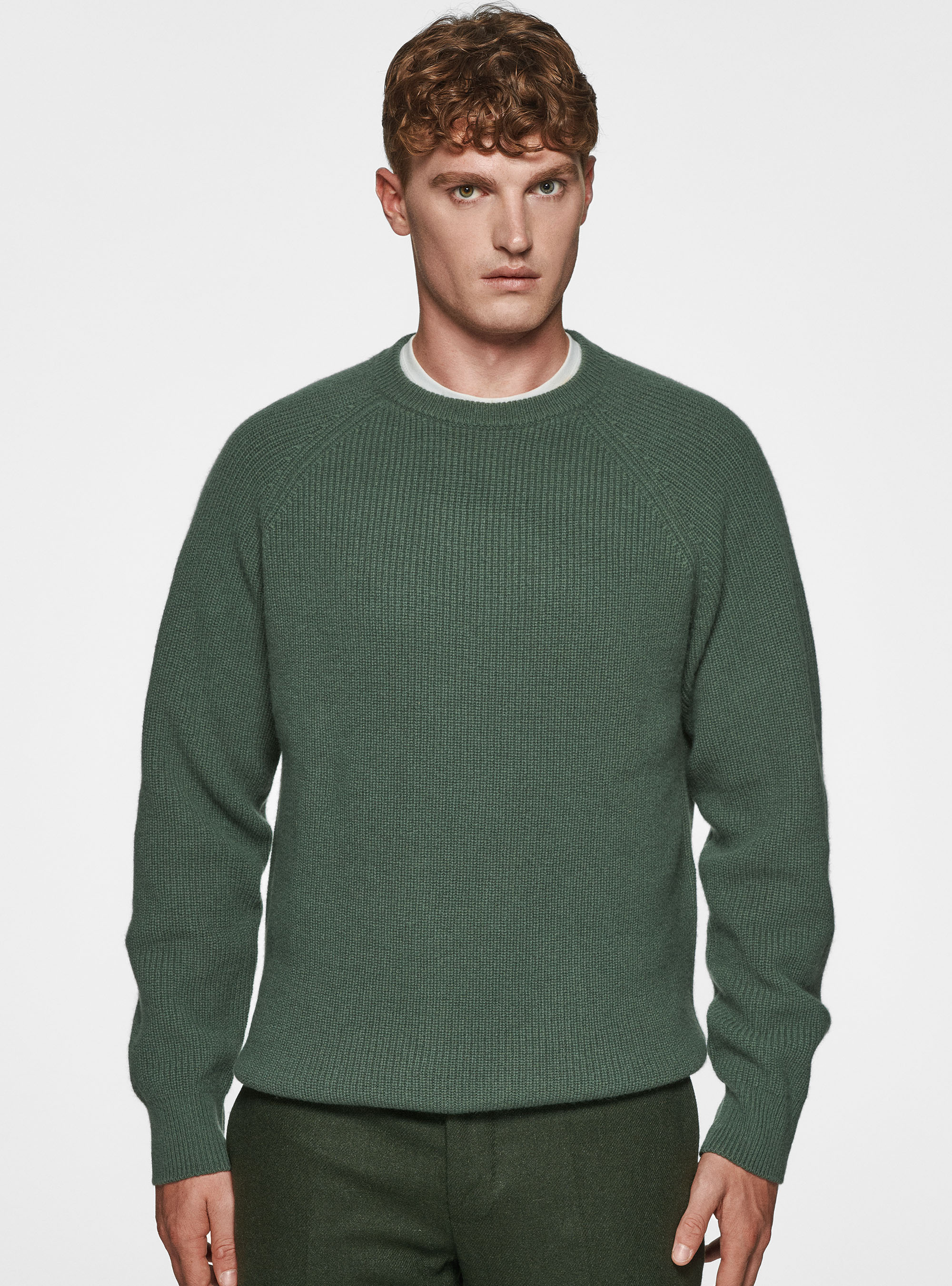 Crew neck sweater in pearl merino wool