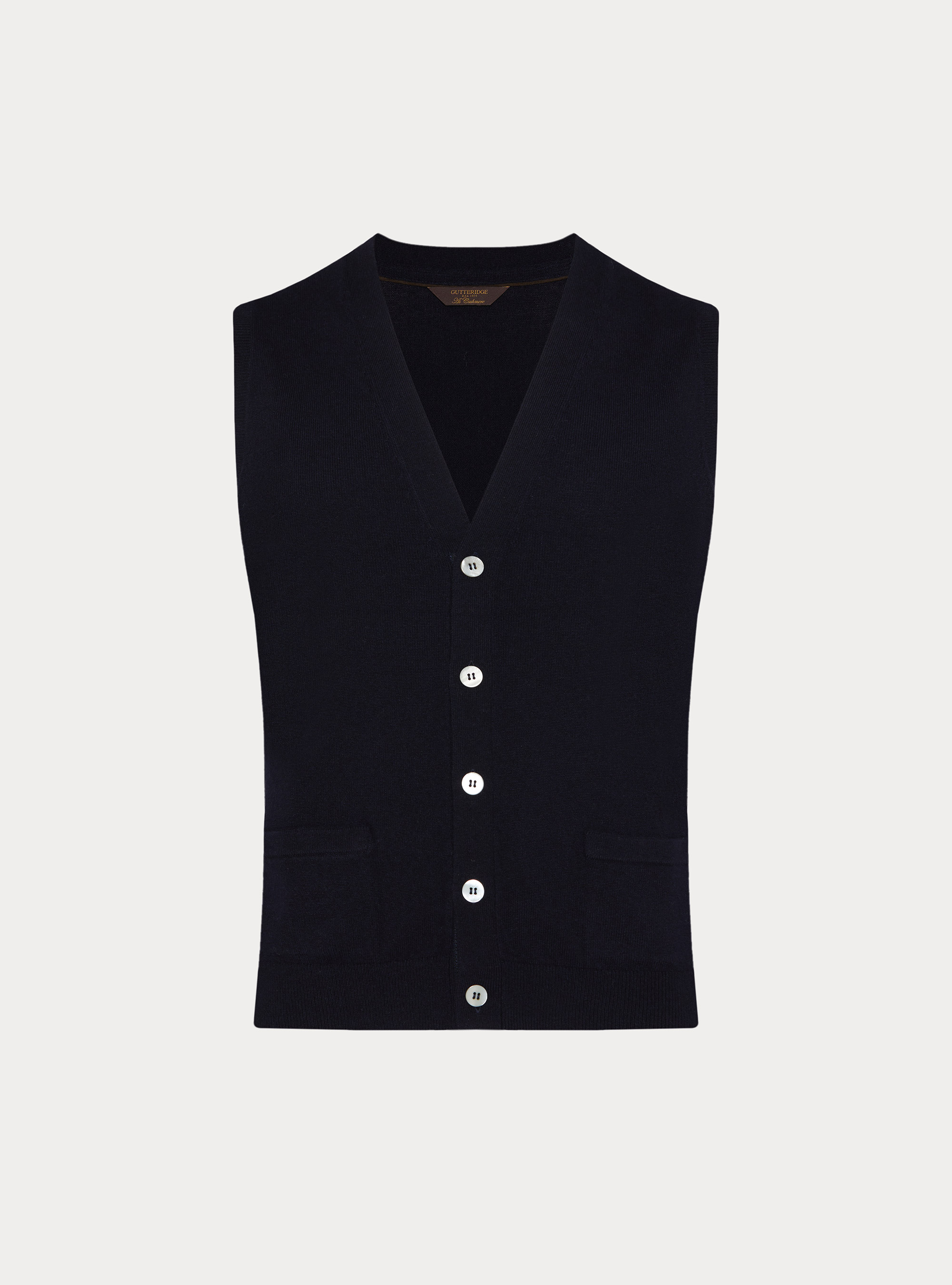 Lambswool and cashmere knit vest, NAVY BLUE