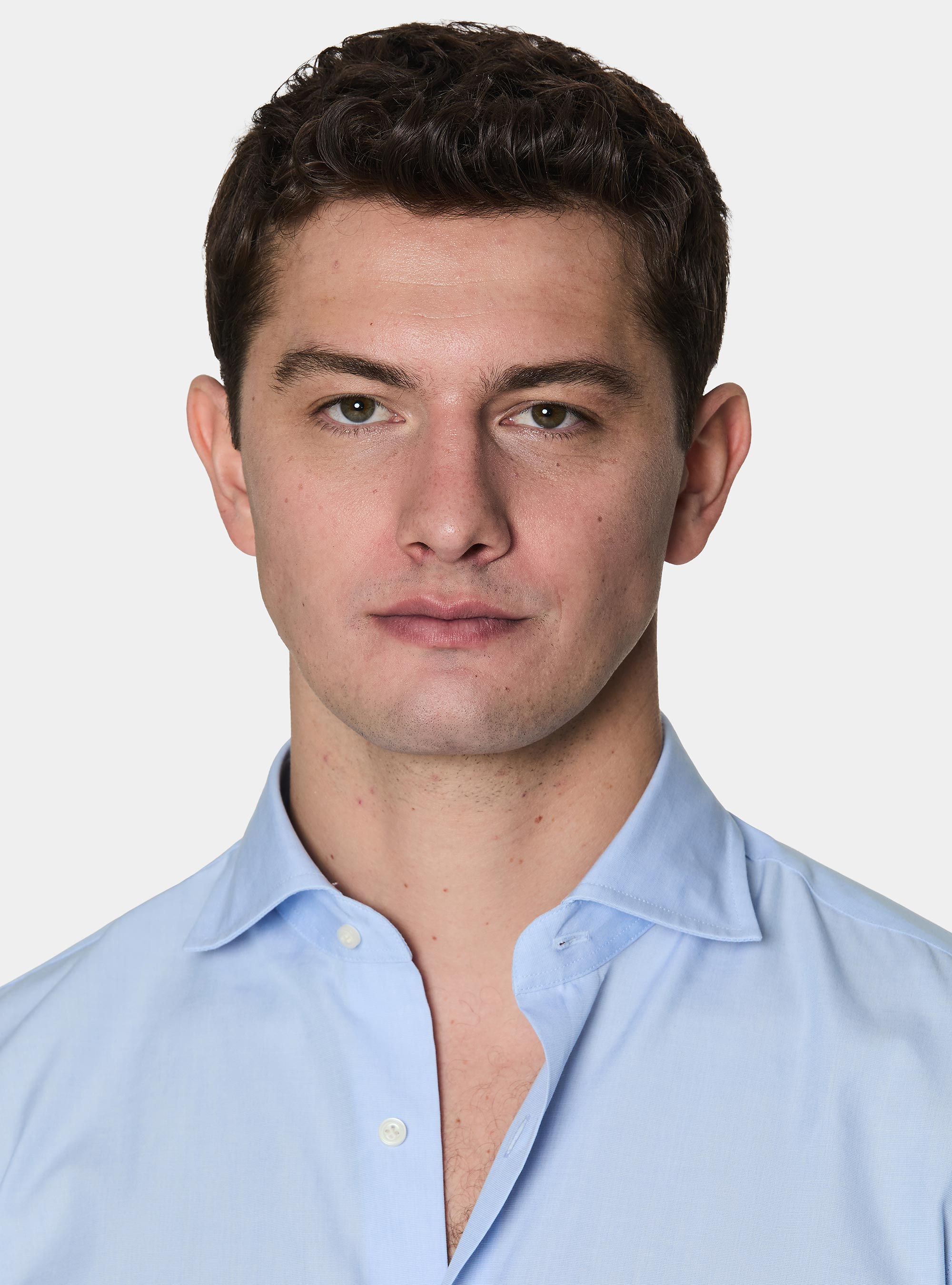 Chemise en coton fil &agrave; fil, BLEU CIEL