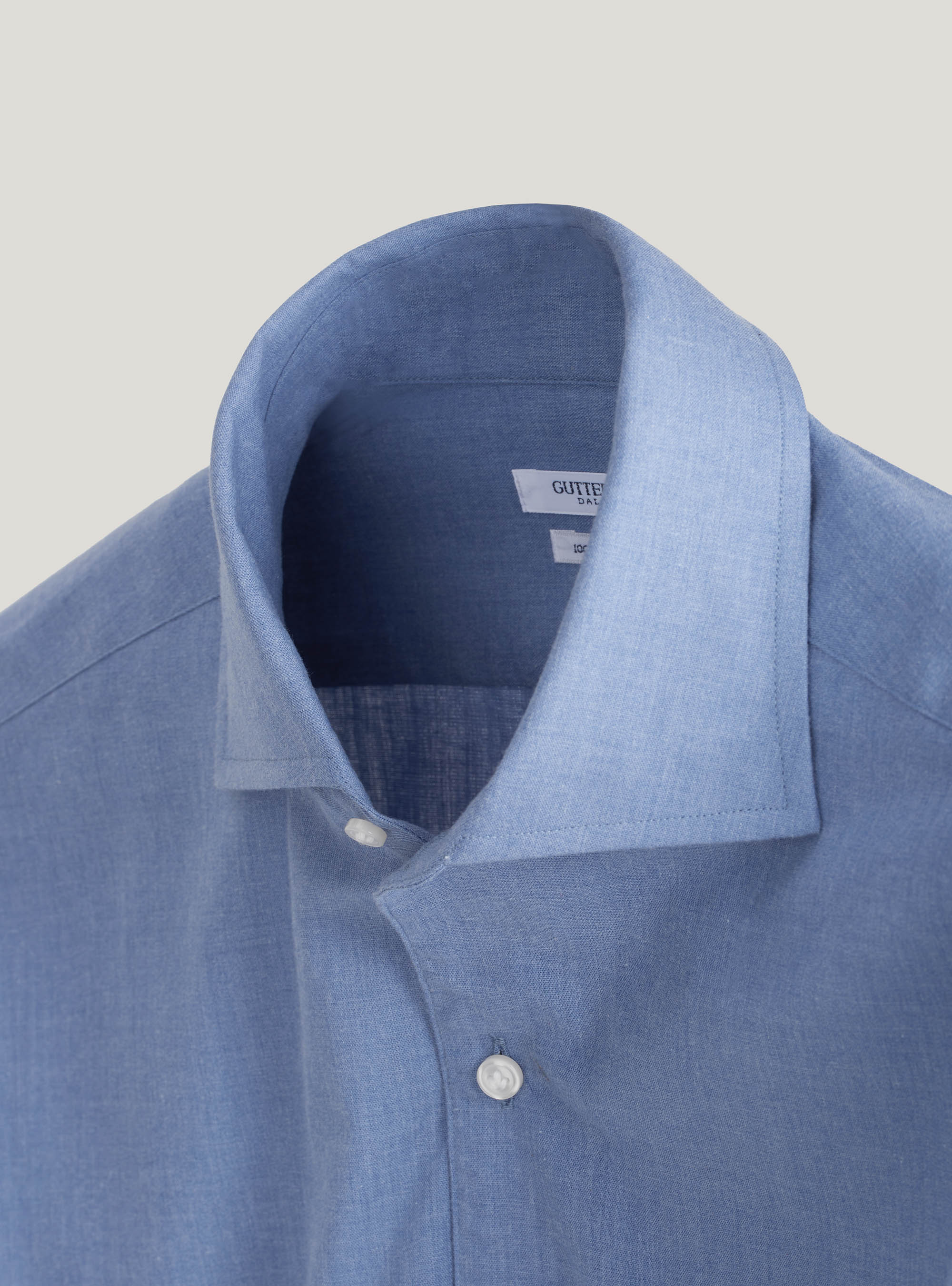 Camicia in flanella di cotone, AZZURRO