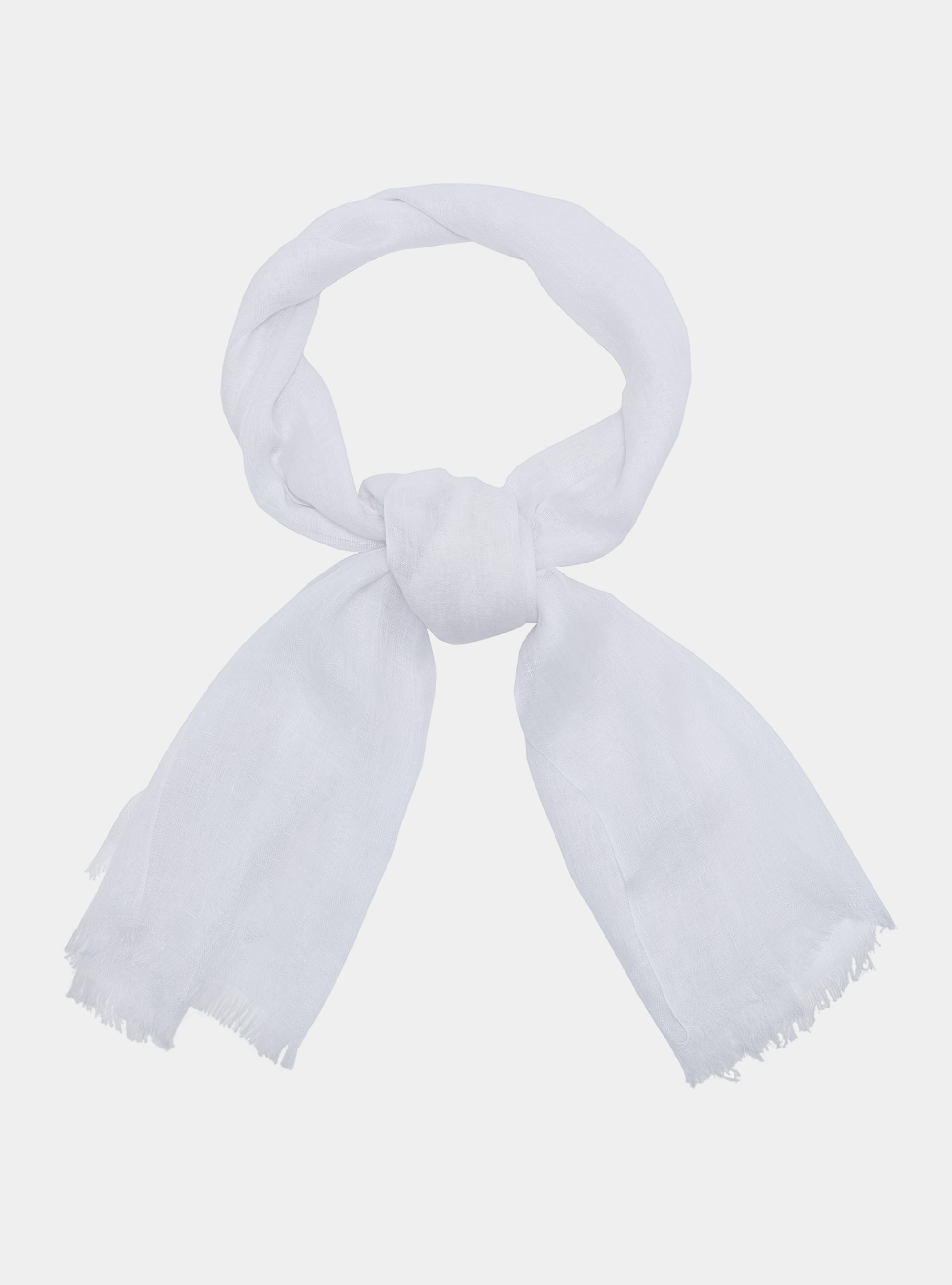 Plain-coloured pure linen scarf, WHITE