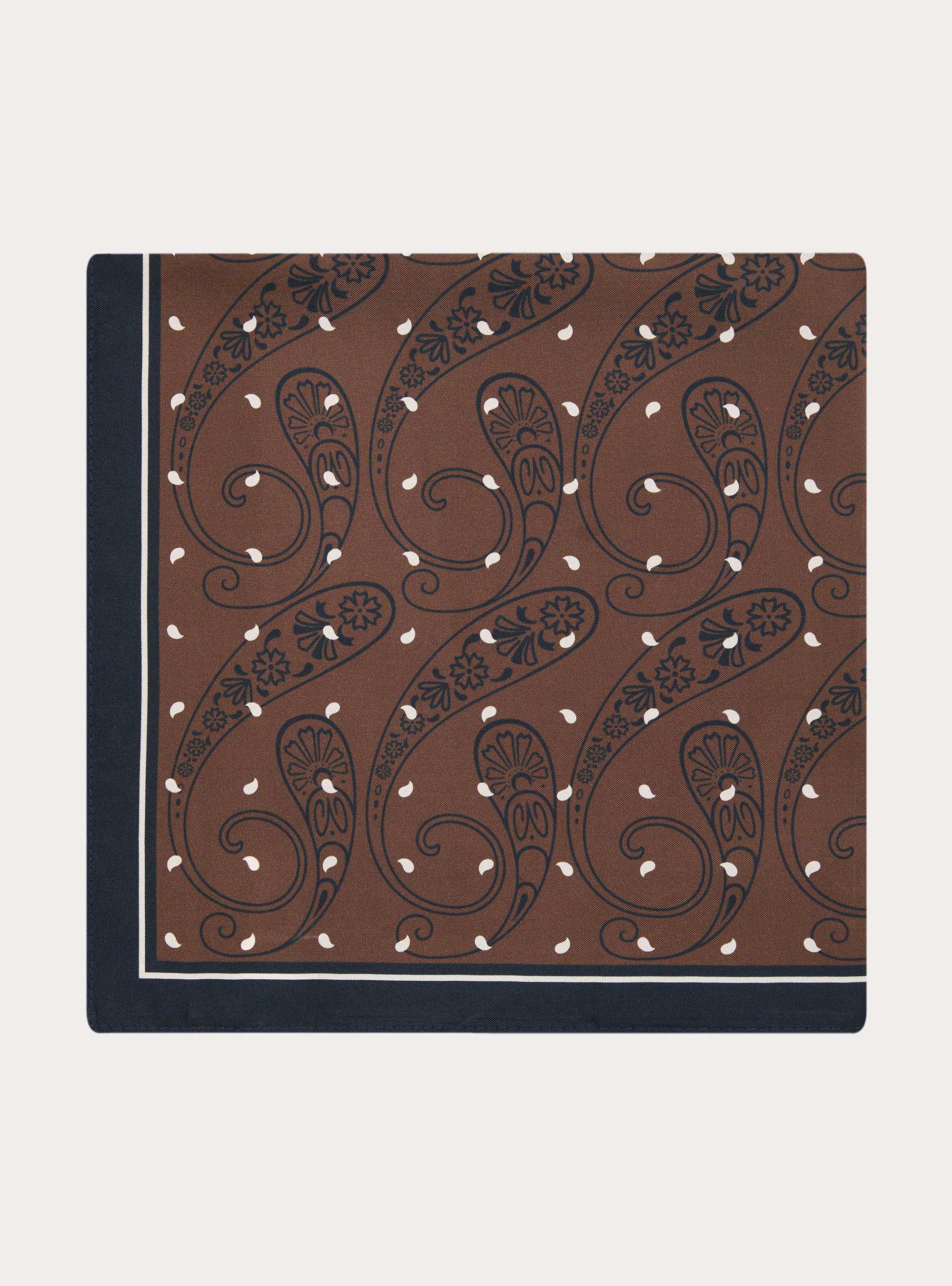 Foulard in seta stampata fantasia macro paisley, BROWN