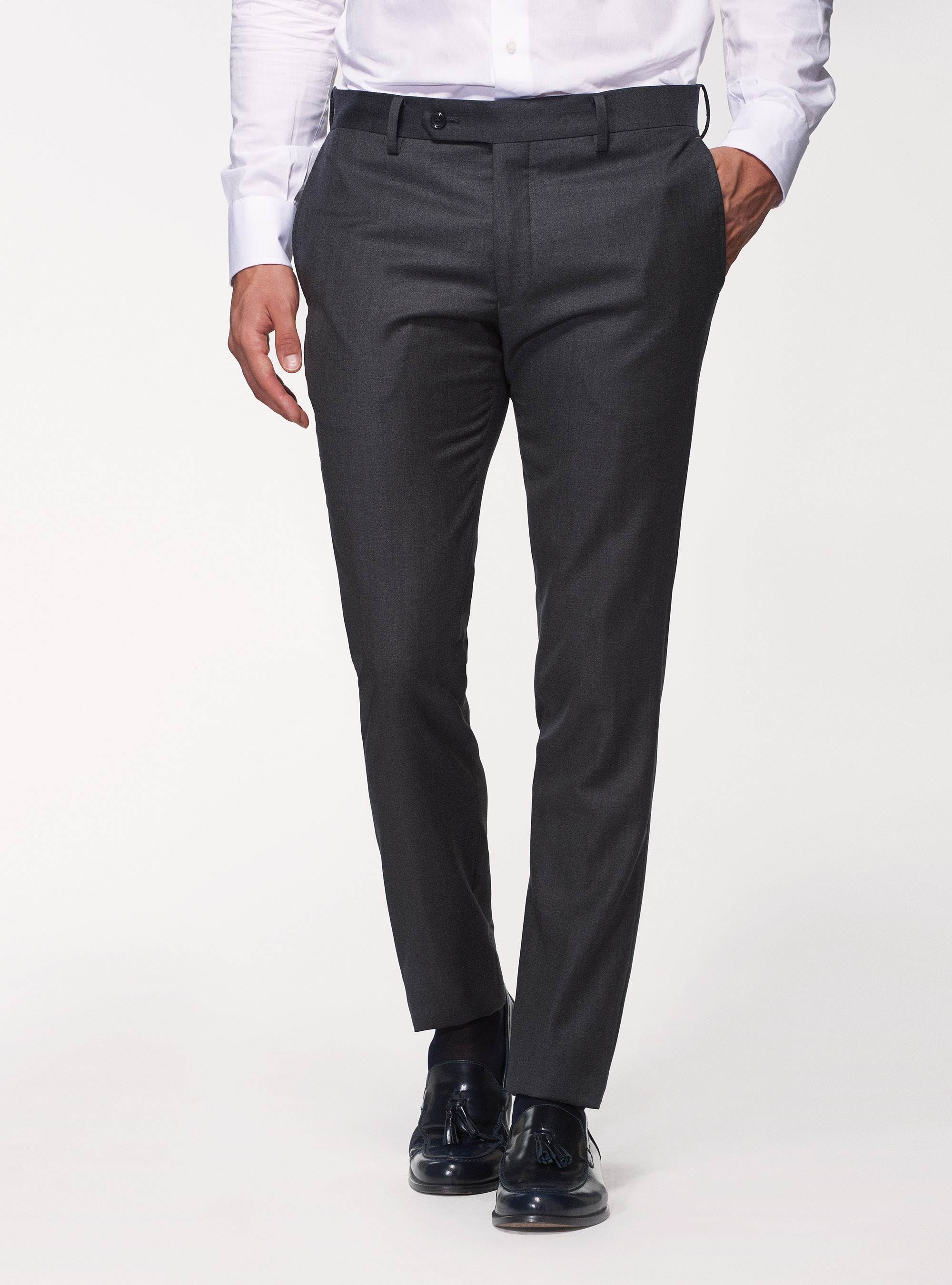Suit trousers in pure superfine wool 110's Vitale Barberis Canonico, ASPHALT GREY