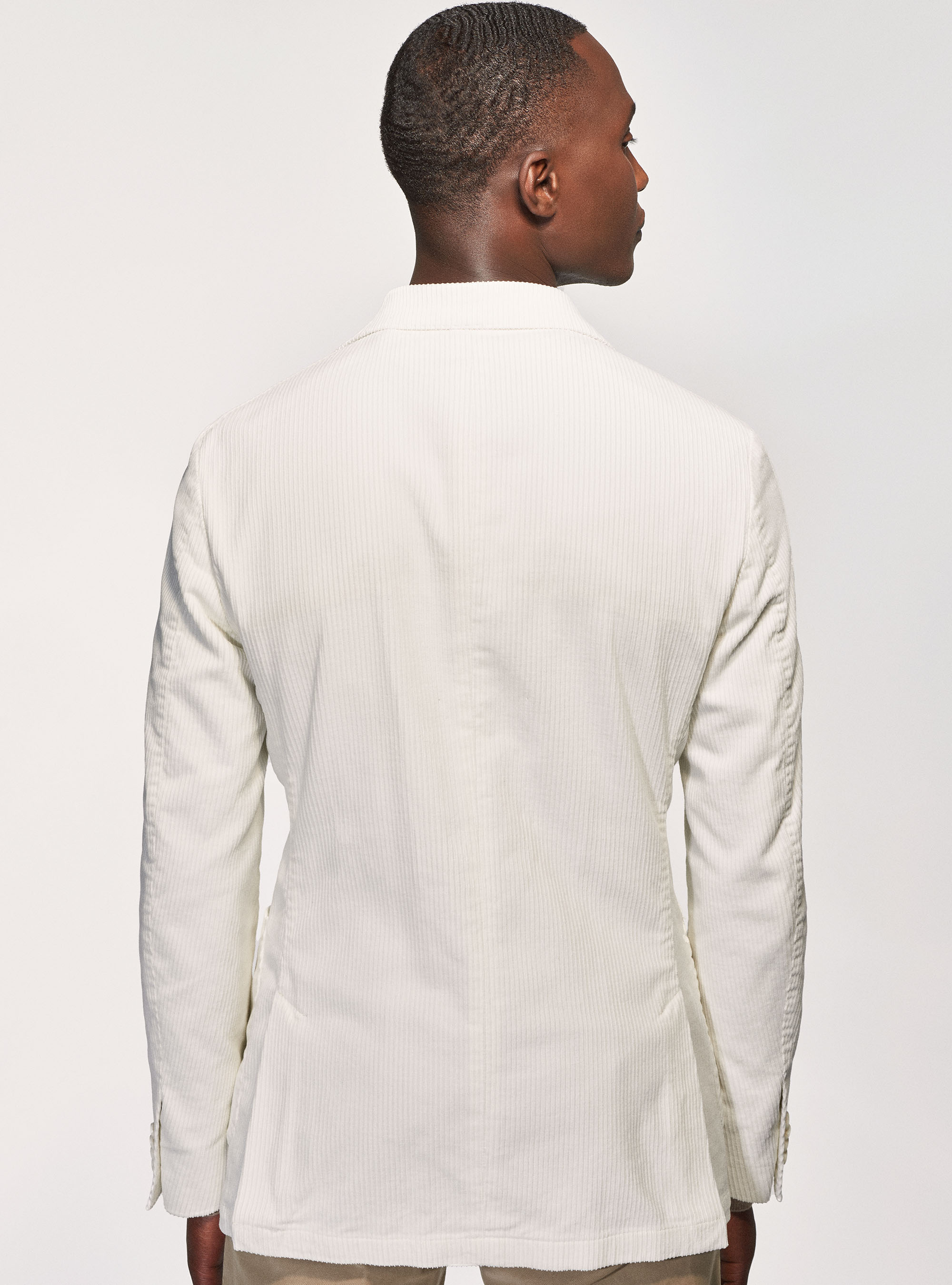 Giacca in velluto a coste di cotone, PANNA