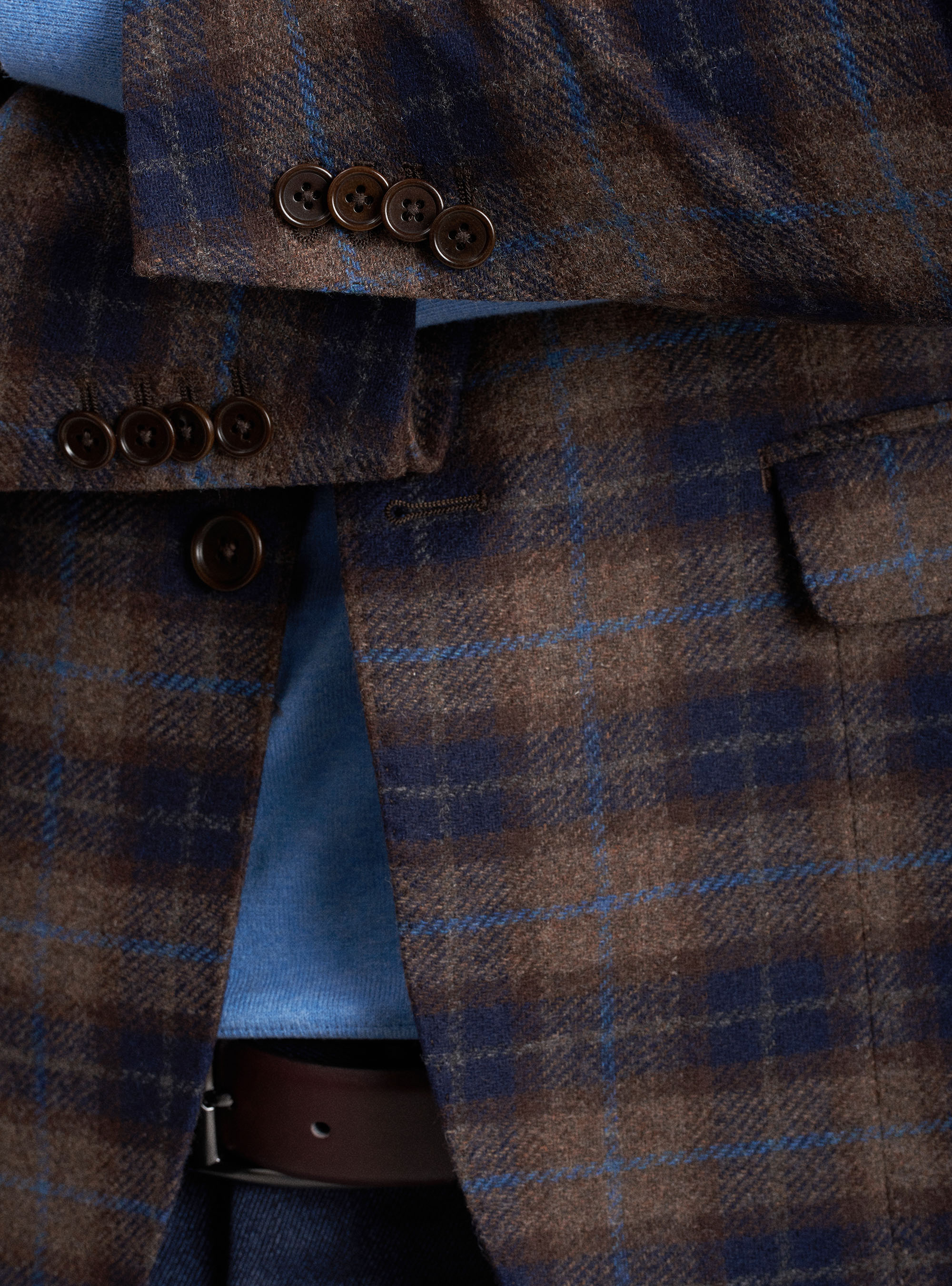 Wool and cashmere tartan blazer, BROWN