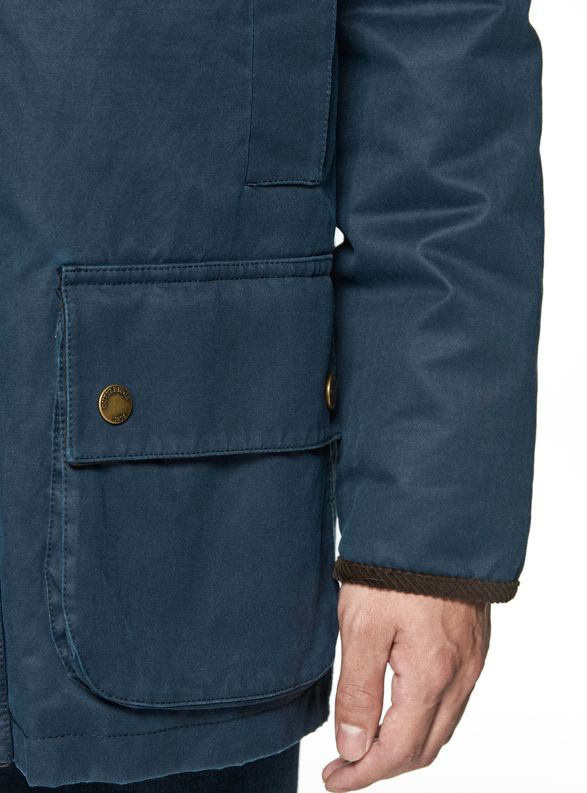 Giacca cerata in misto cotone, BLU NAVY