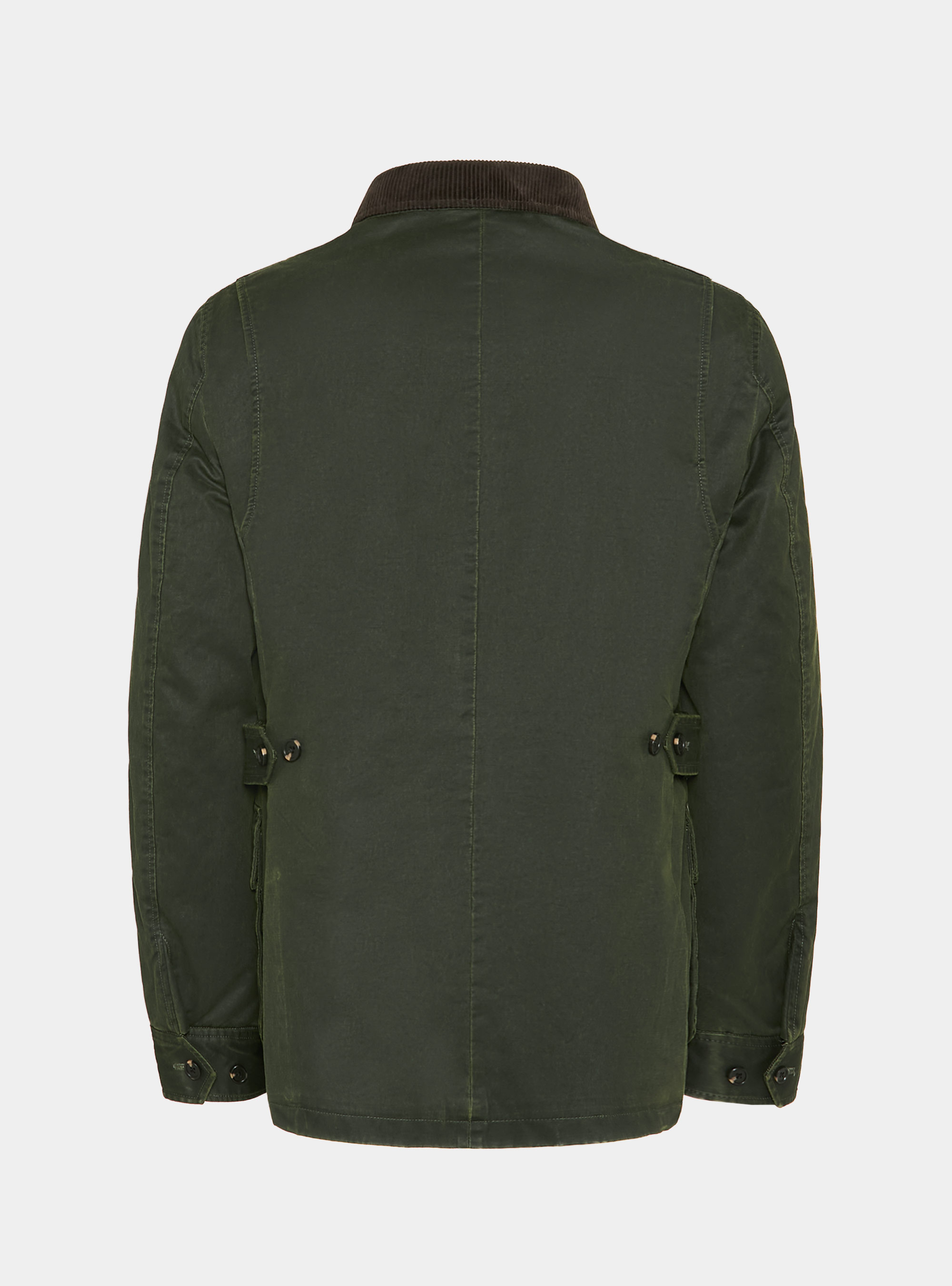 Chaqueta encerada en mezcla de algodón con detalles de terciopelo, VERDE