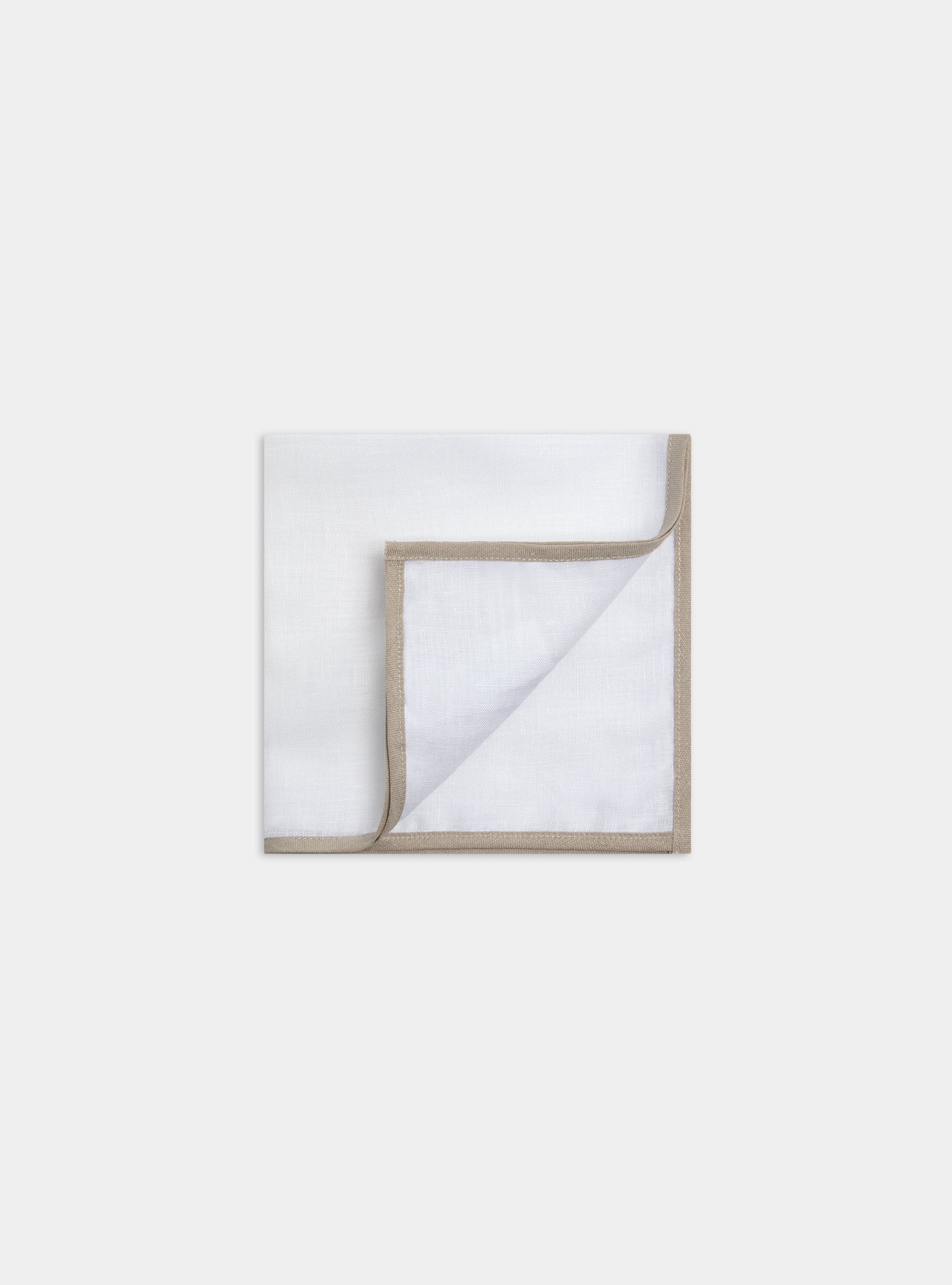 Linen pocket square, SAND/WHITE