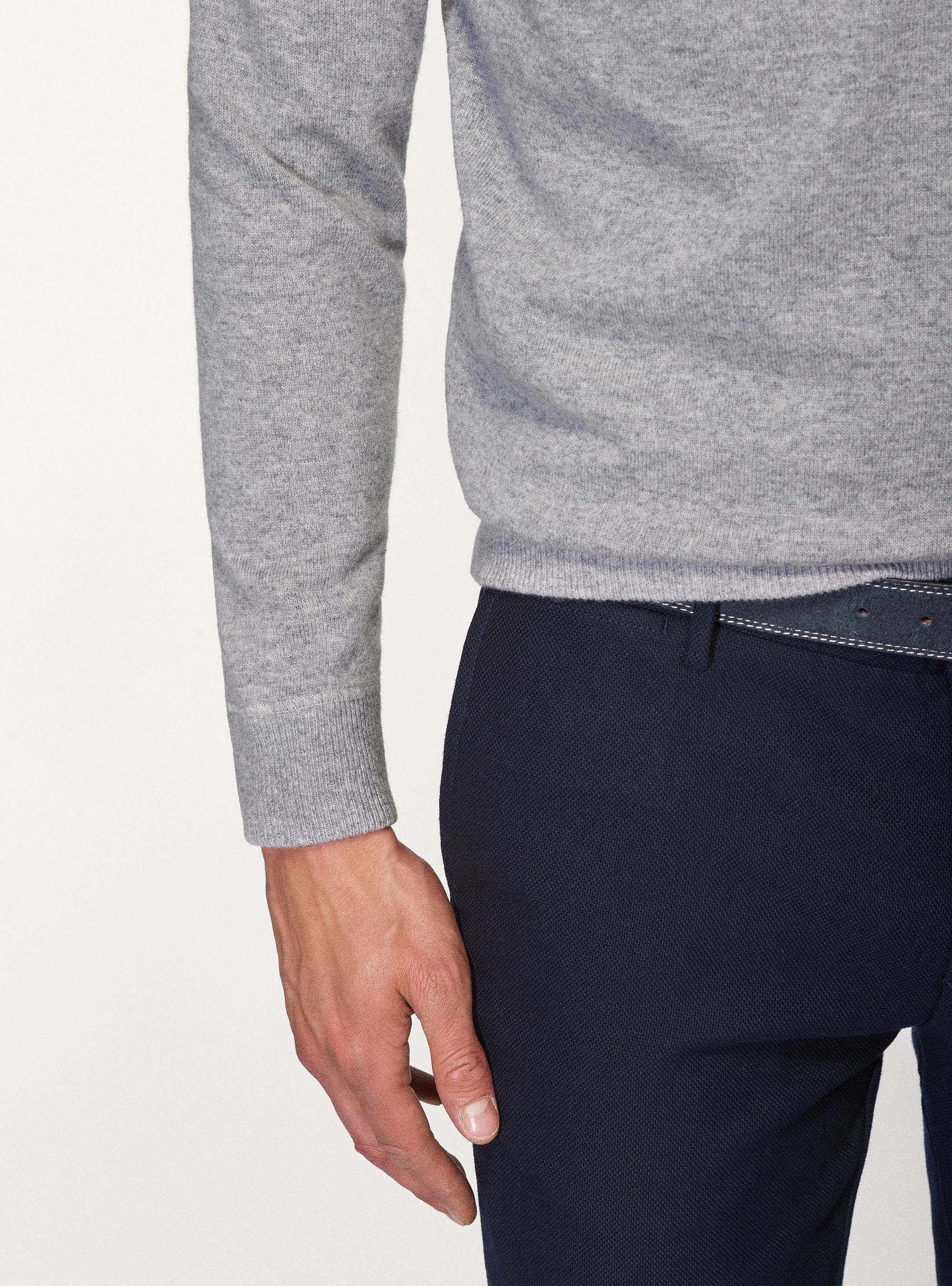 Maglia stile felpa in lana lambswool e cashmere, GRIGIO MELANGE 0151C