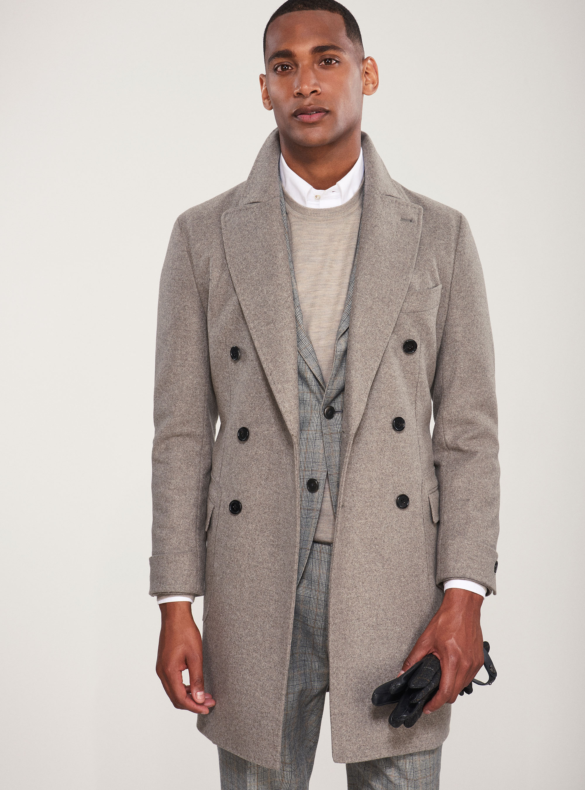 wool double breasted coat men's