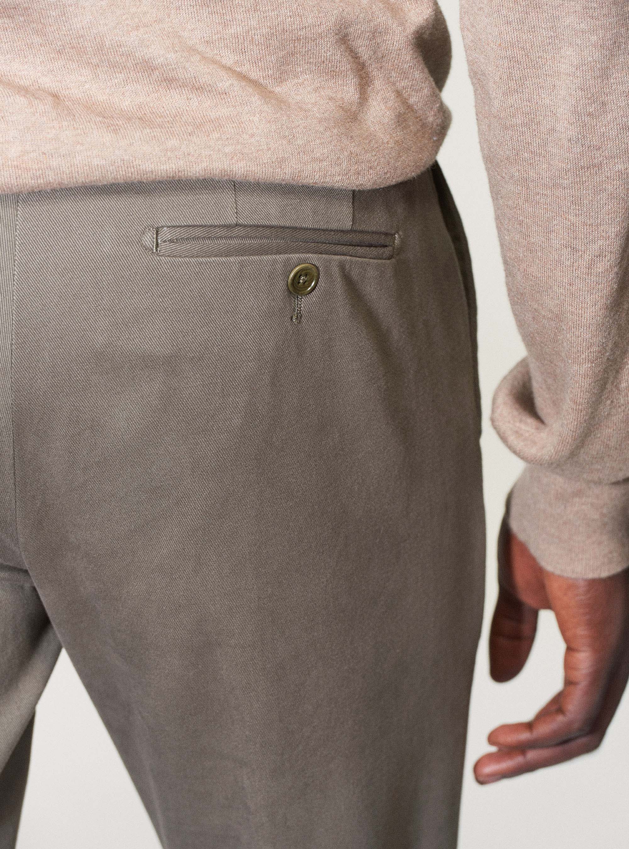 Frosted cotton twill trousers, GREEN