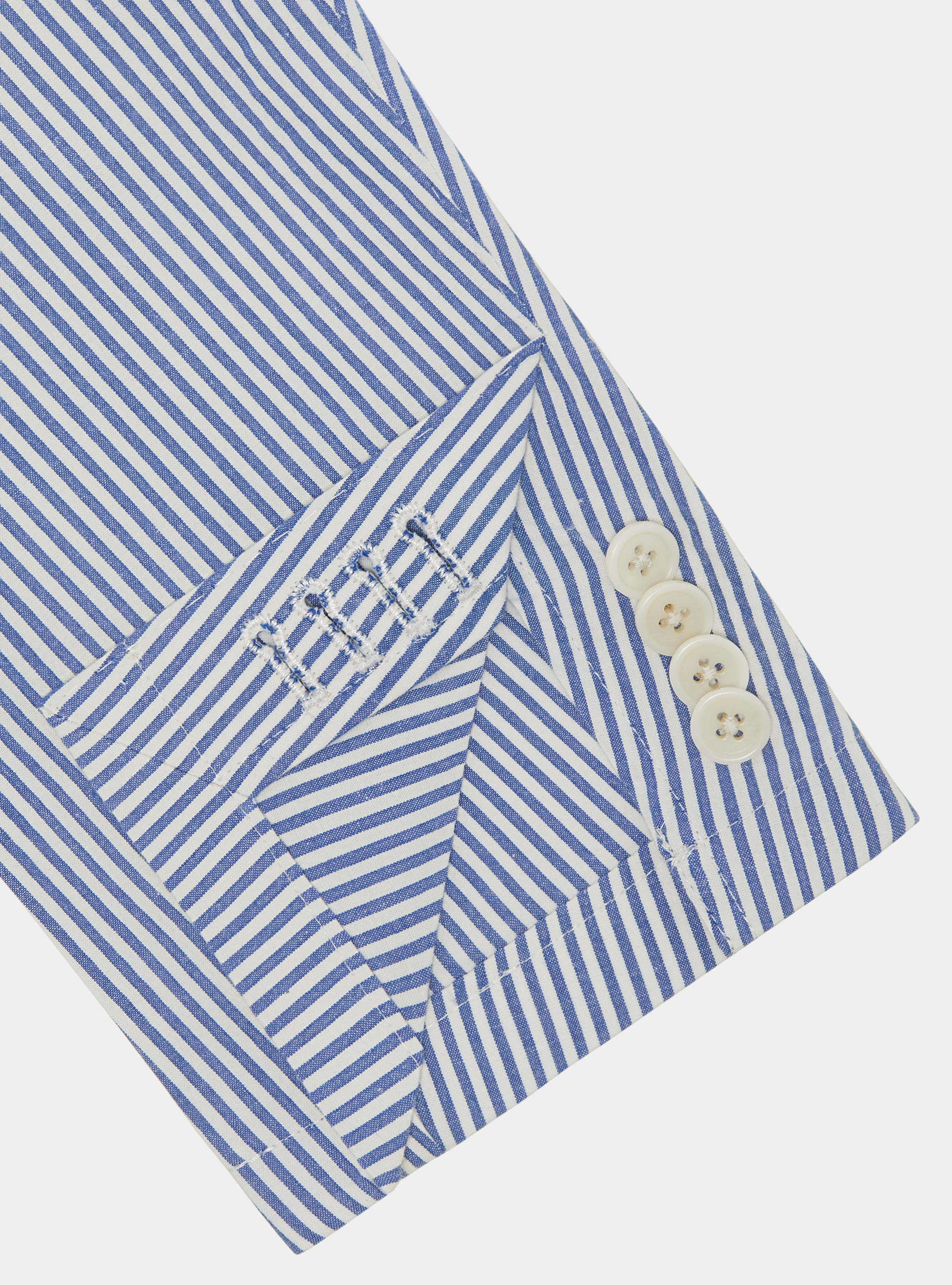 Giacca rigata in cotone seersucker, BLU