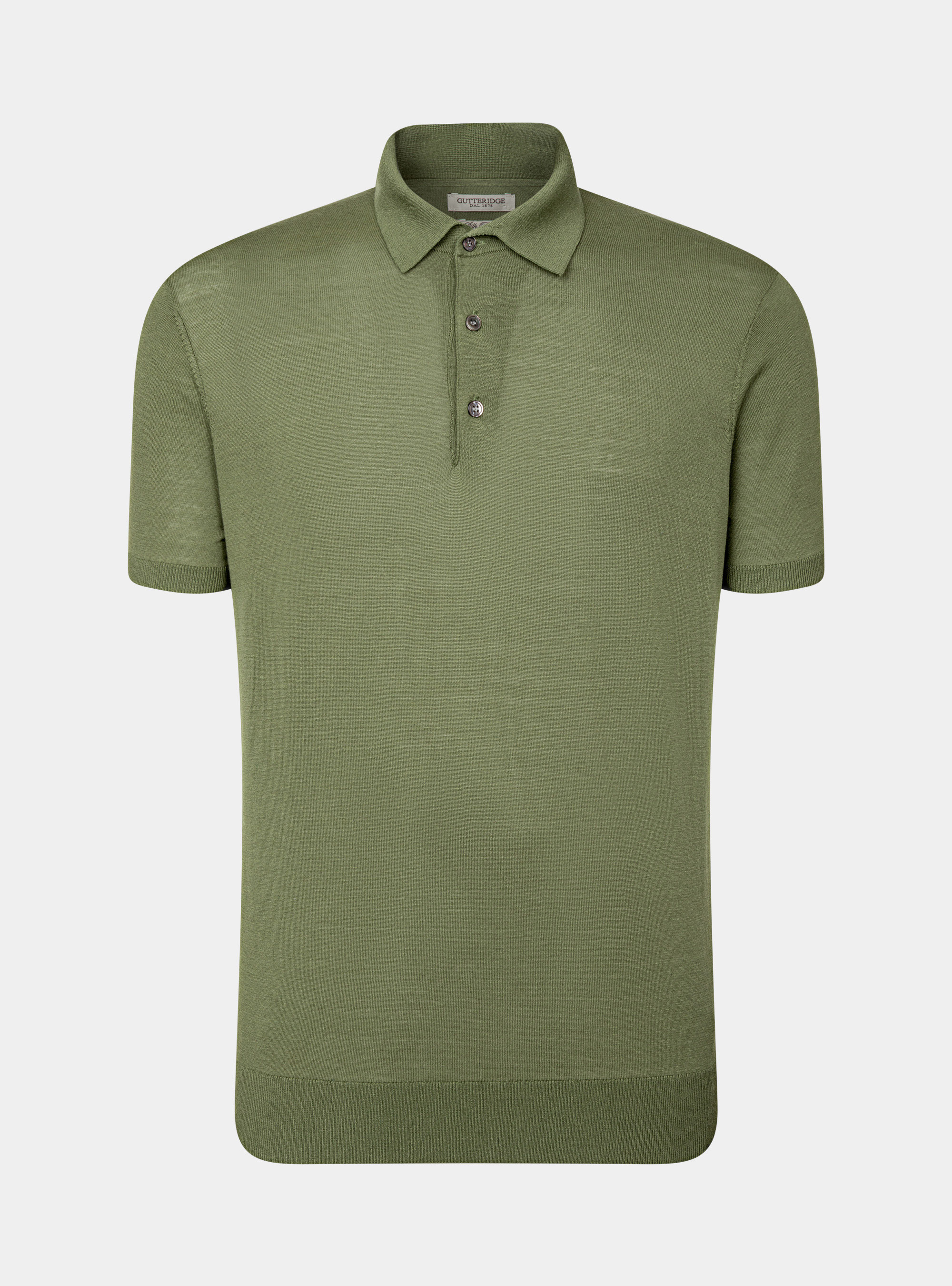 Polo en coton et soie, OLIVE