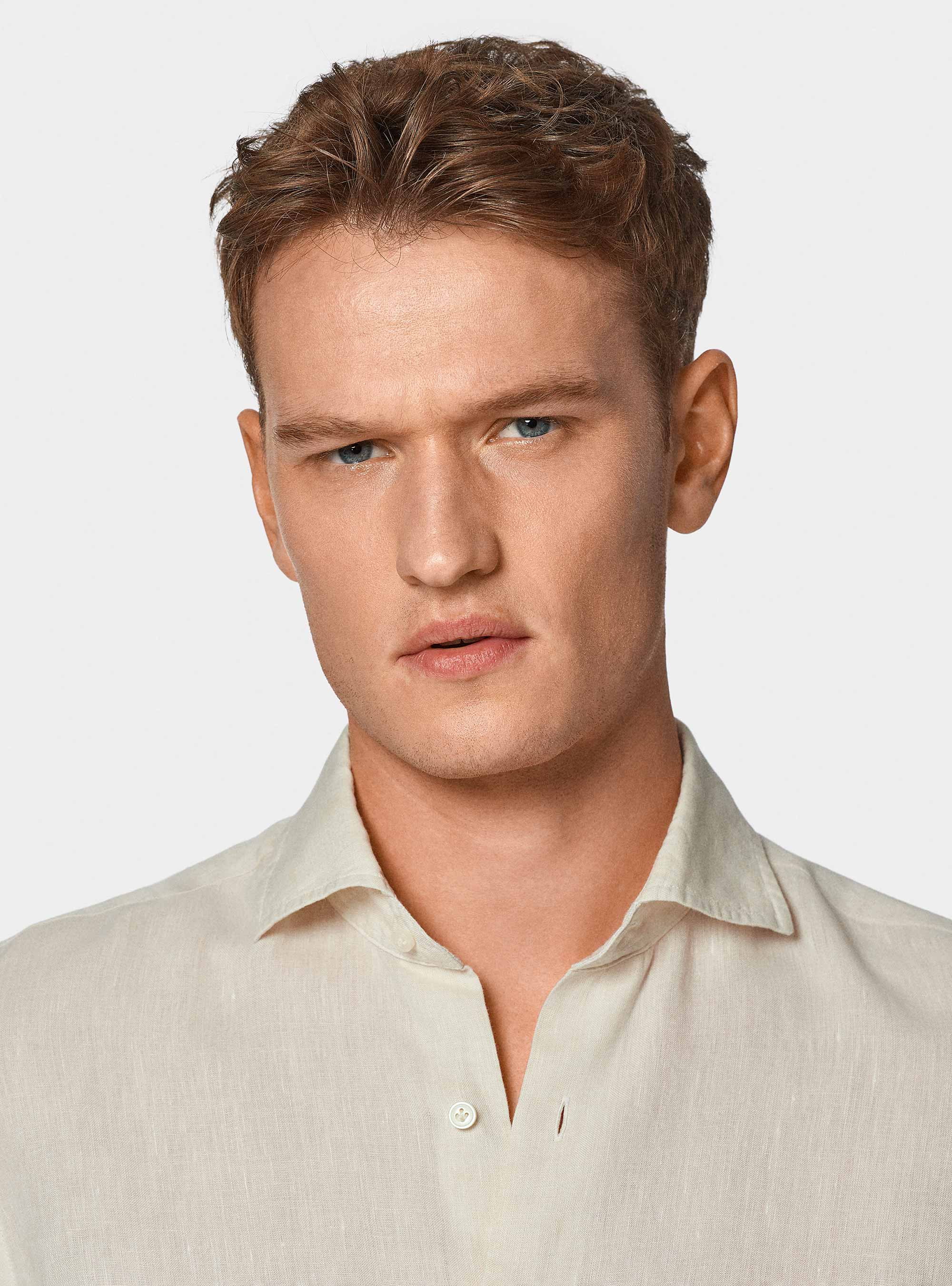 Camicia in puro lino, ECRU