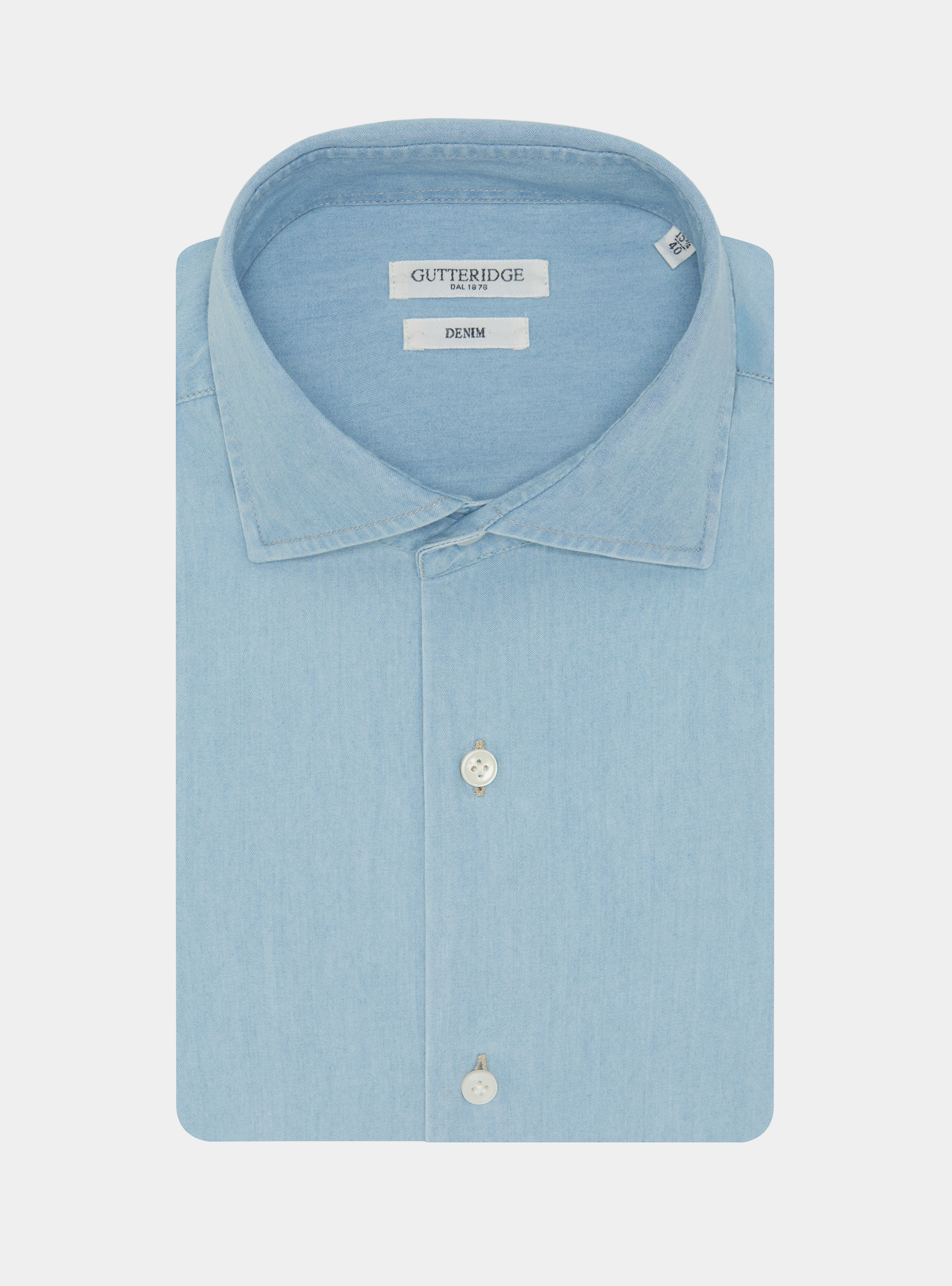 Camicia in cotone chambray, AZZURRO