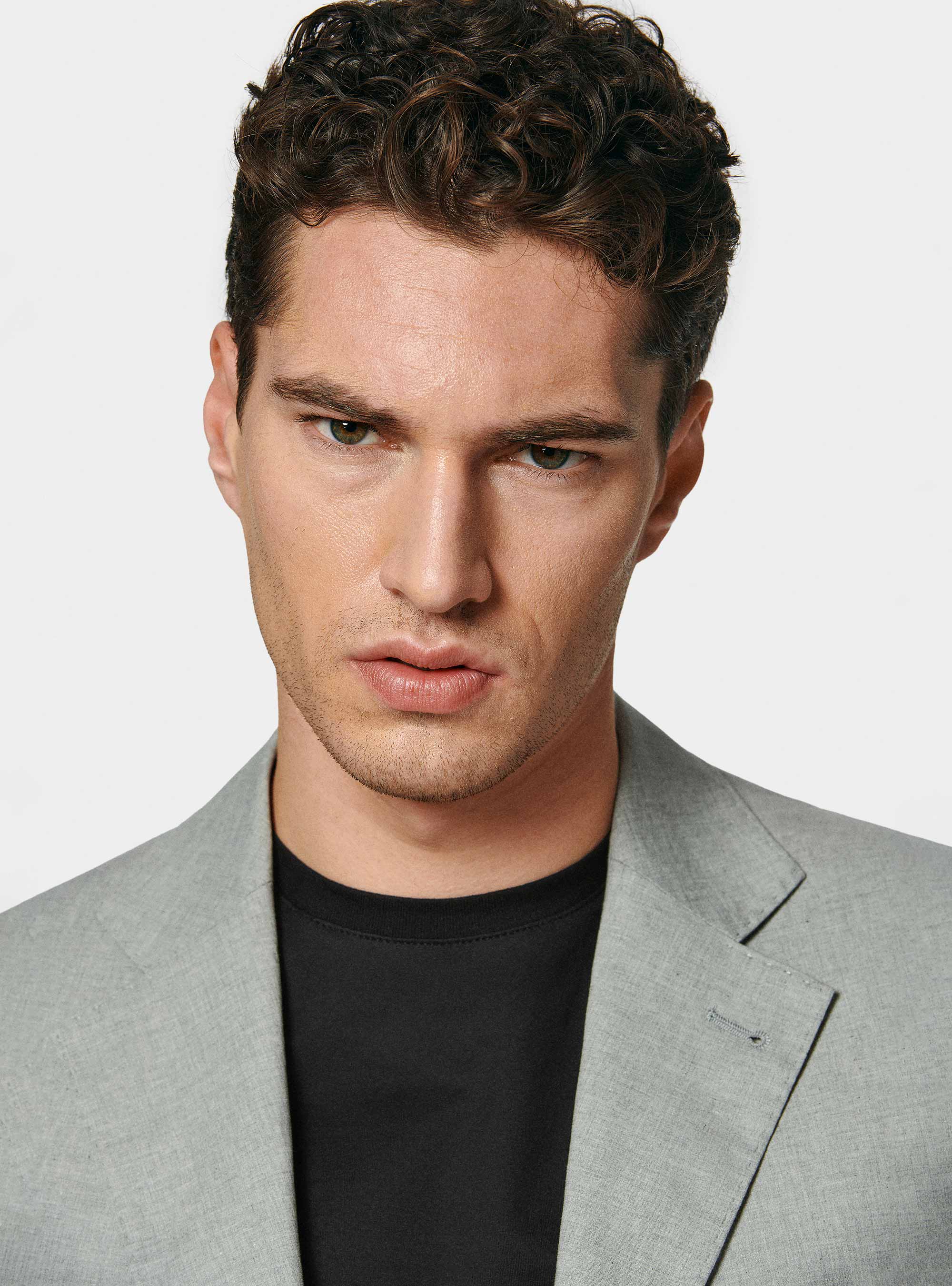 Giacca abito grigio in cotone stretch, GRIGIO MELANGE 0151C