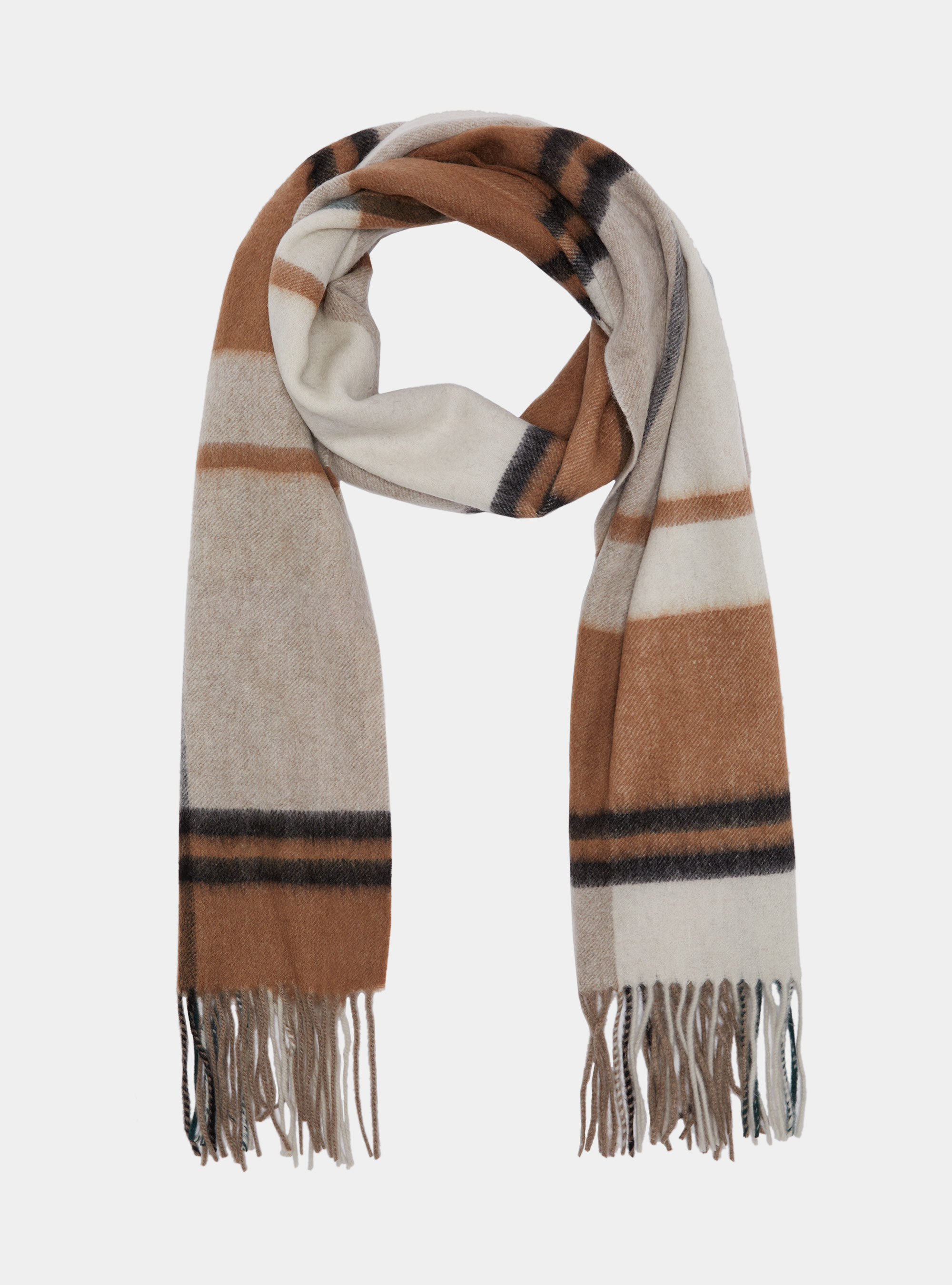 Sciarpa a quadri in lana e cashmere, SABBIA