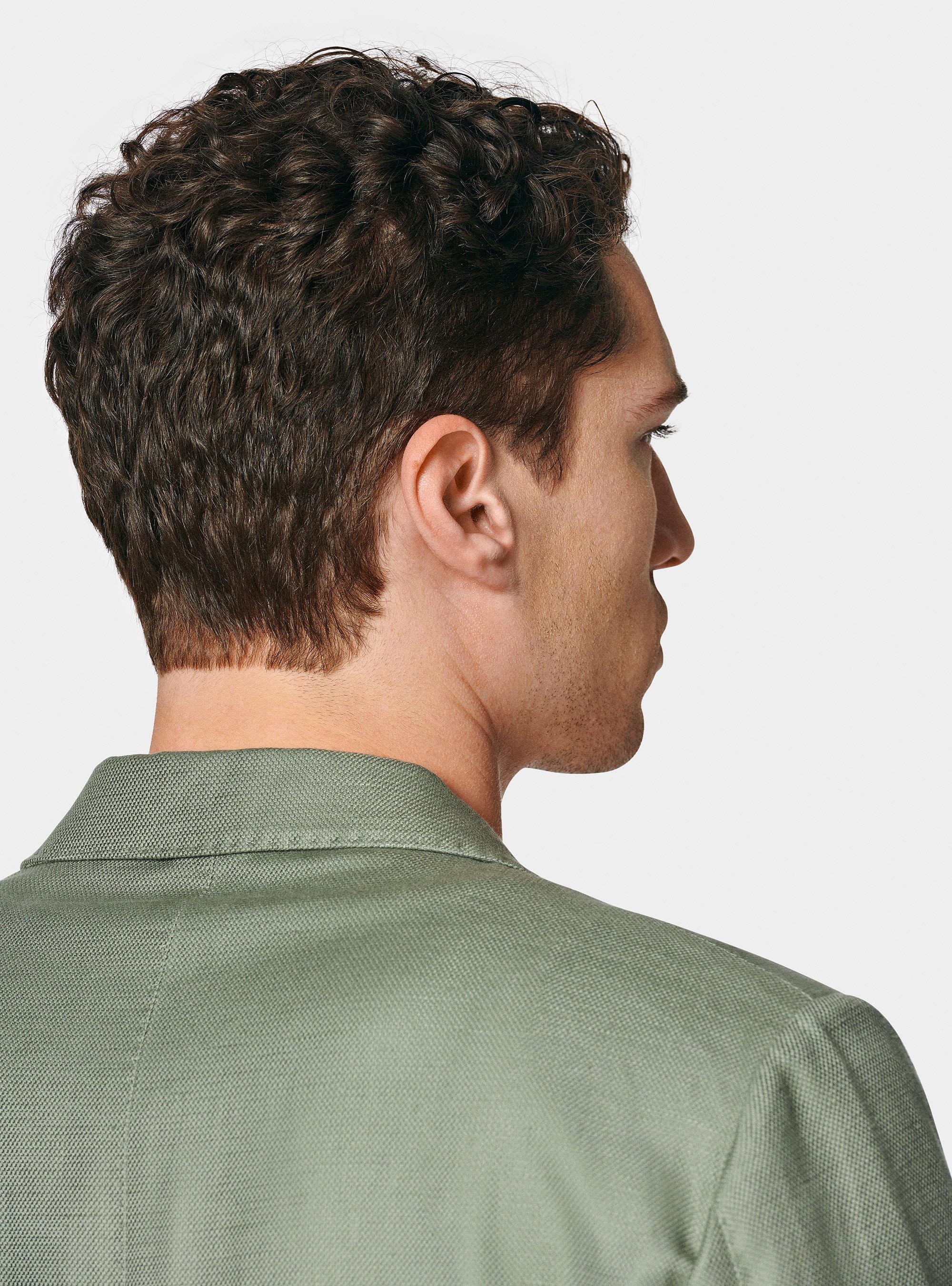 Giacca hopsack in cotone e lino, SALVIA 0602C