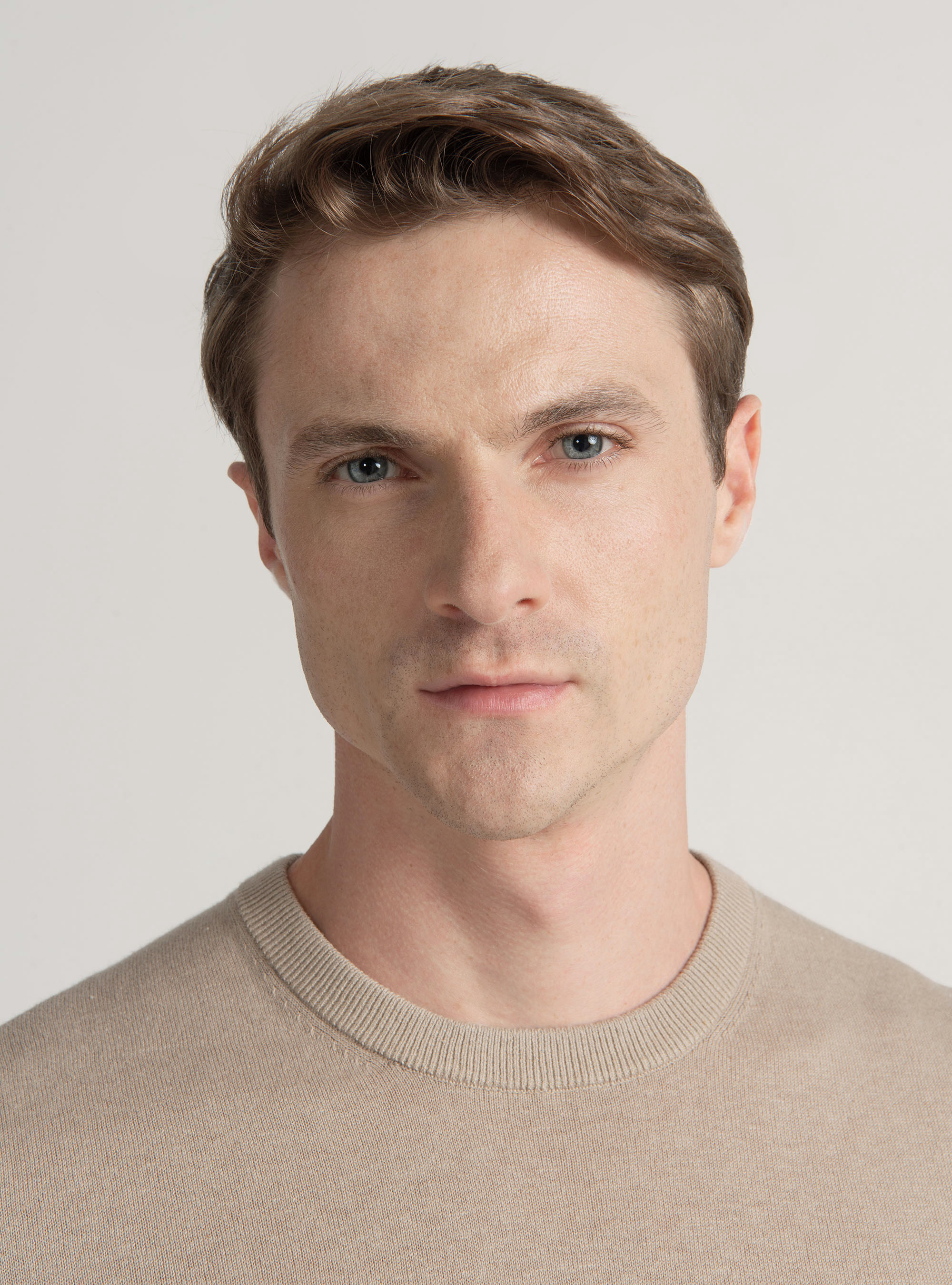 Maglia girocollo in cotone seta e cashmere, SABBIA