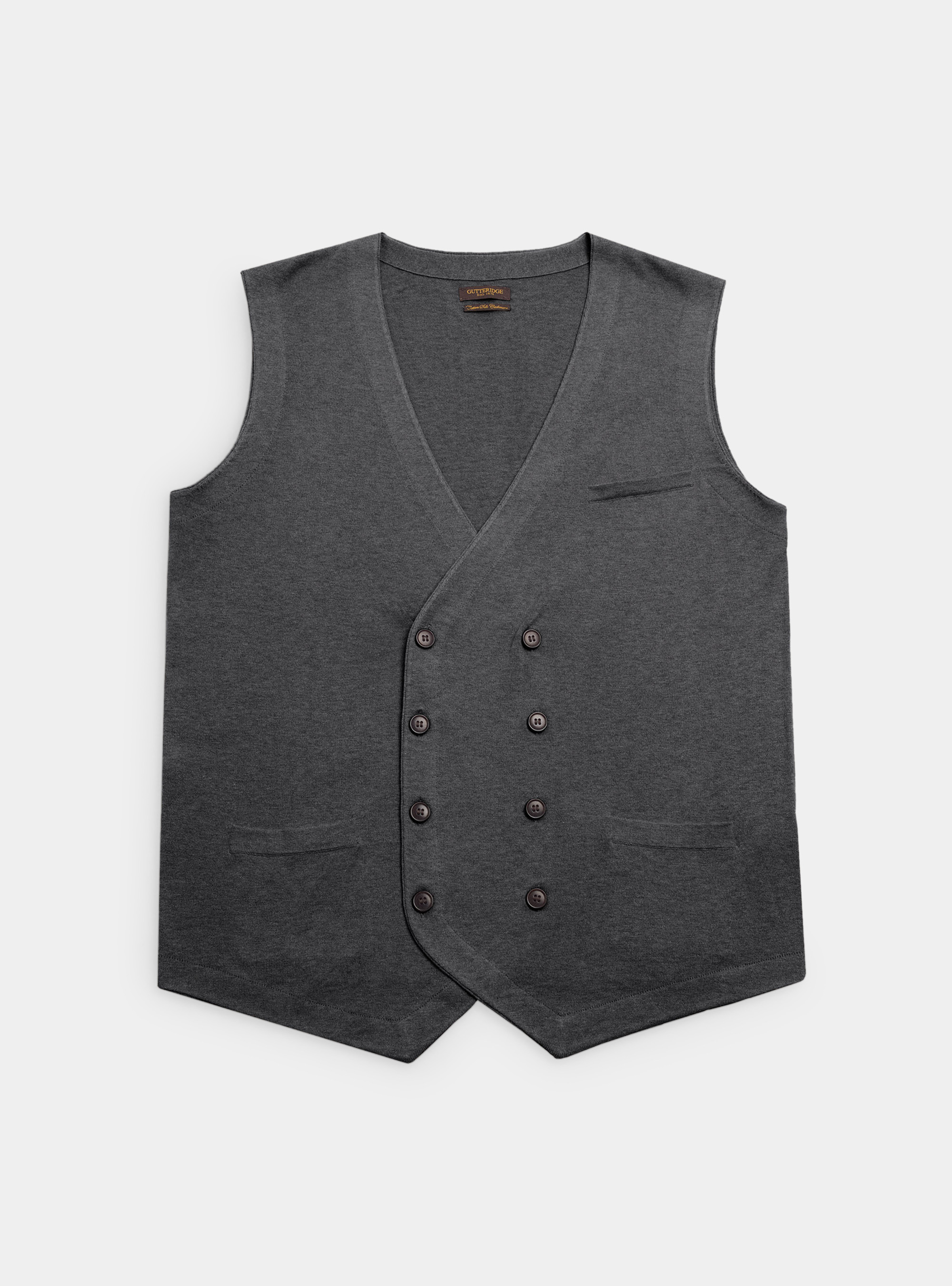 Gilet doppiopetto in cotone seta e cashmere, ASFALTO