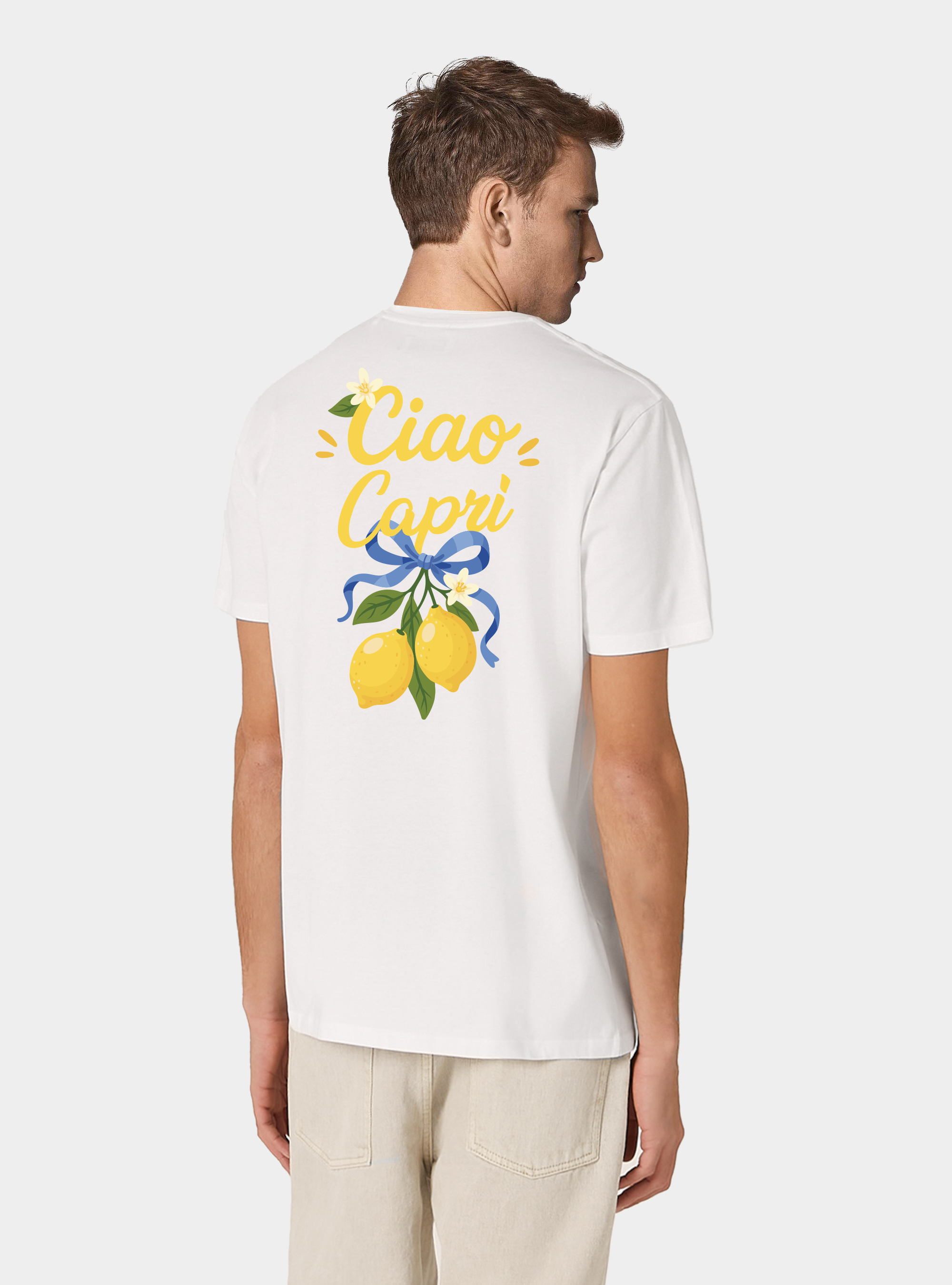 T-shirt in cotone mezza manica "capri my love", BIANCO