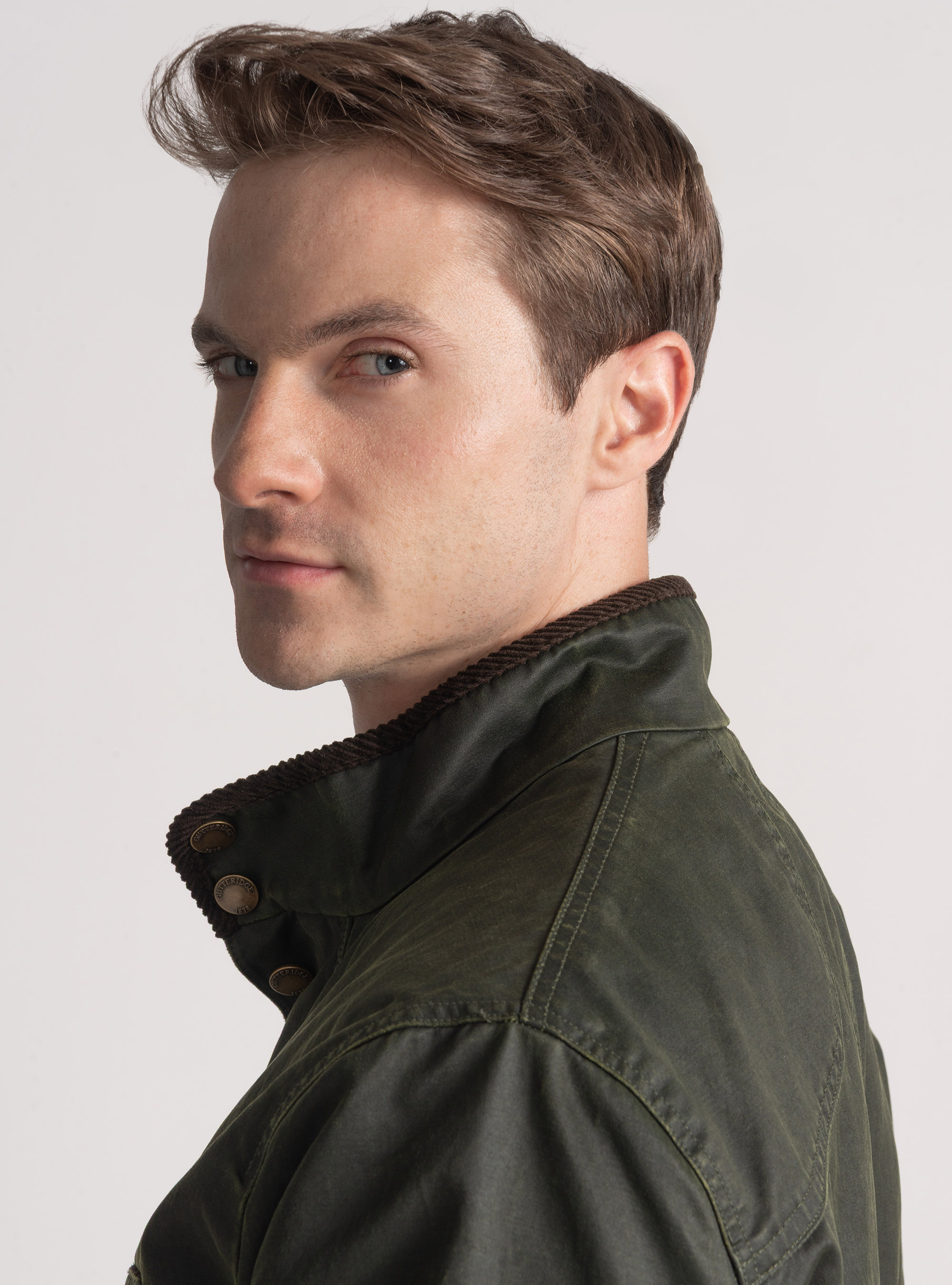 Field jacket in tela cerata di cotone, VERDE