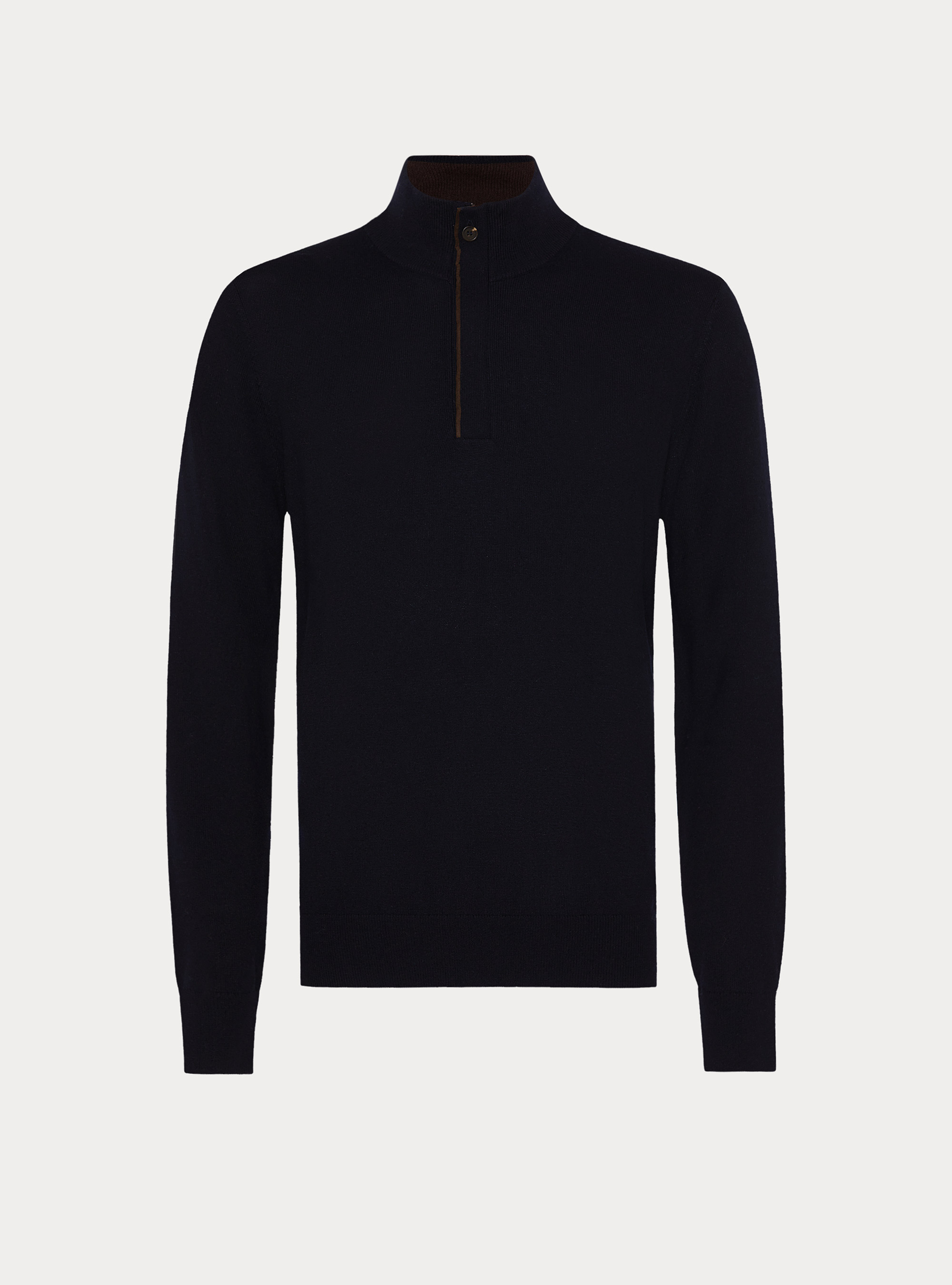 Pull demi-zip en m&eacute;lange de laine avec coudi&egrave;res, BLEU MARINE